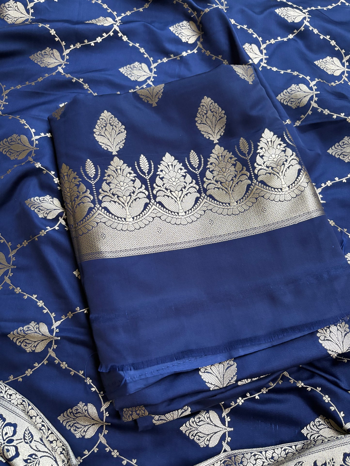 Blue mashru silk suit set