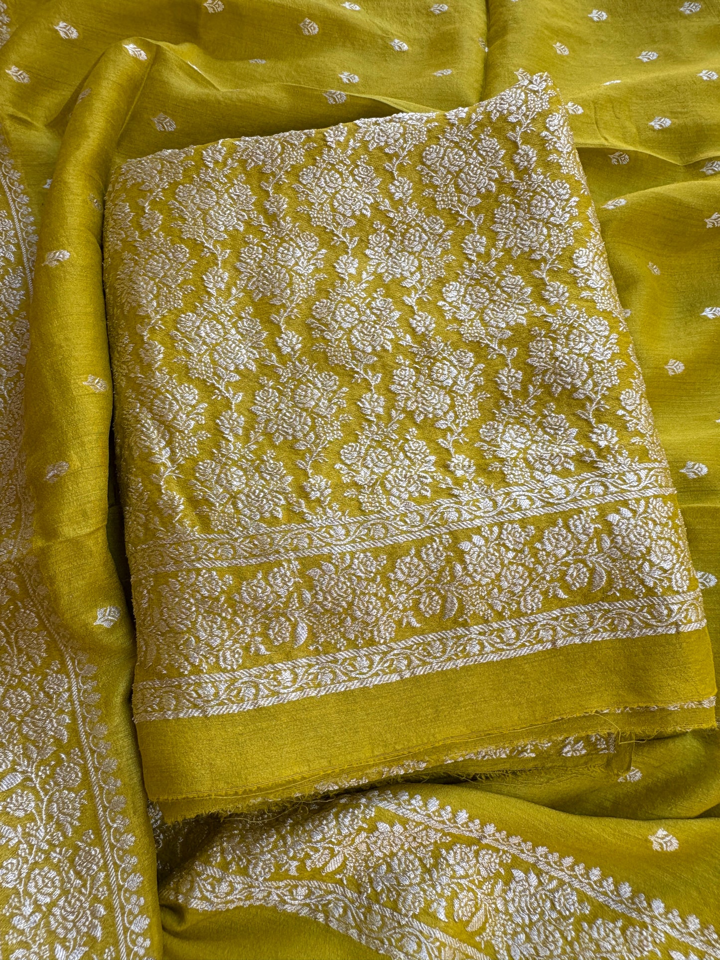Lime moonga silk suit set