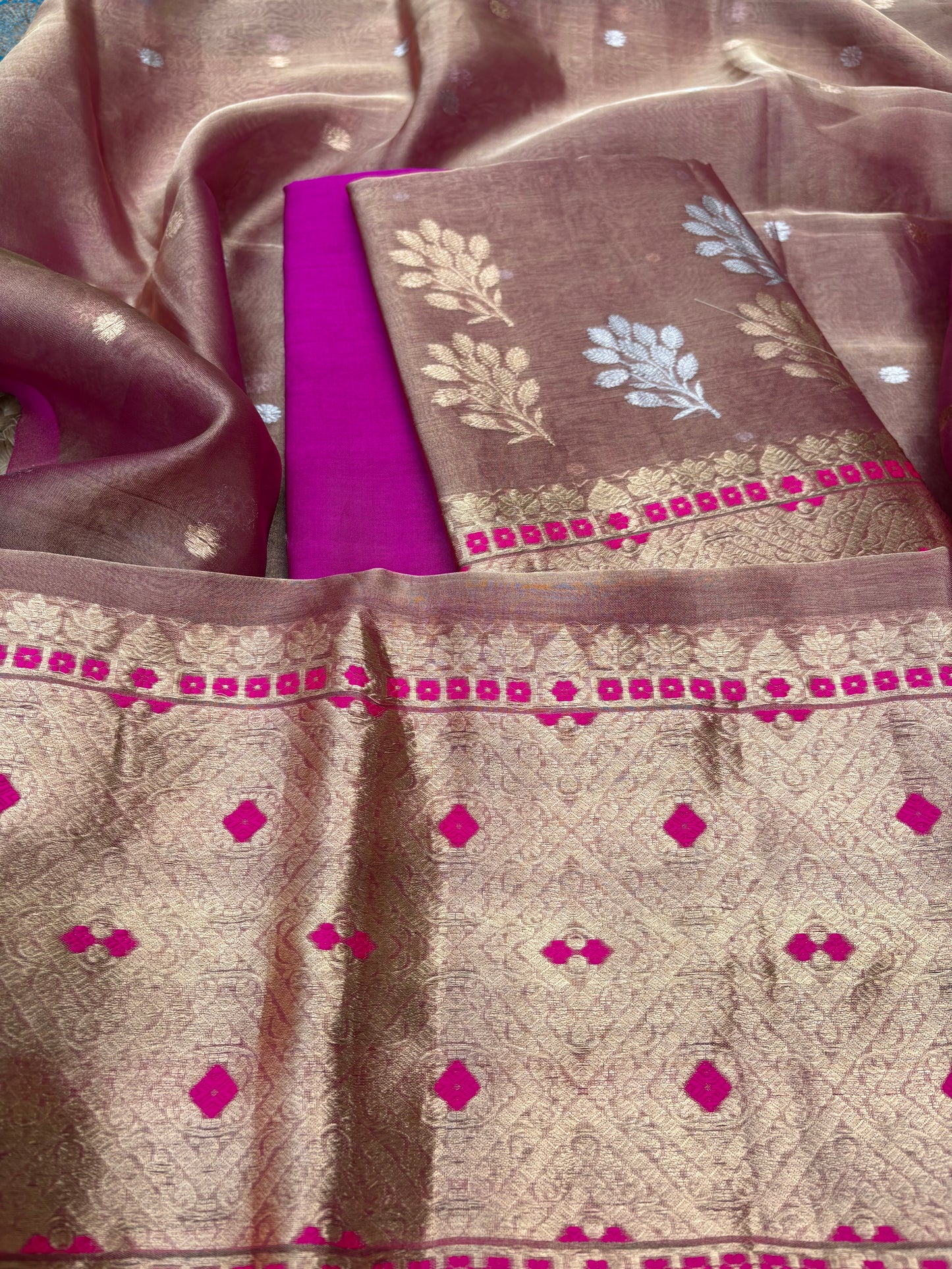 Purple meenadar tissue kadhwa 3 piece suit set