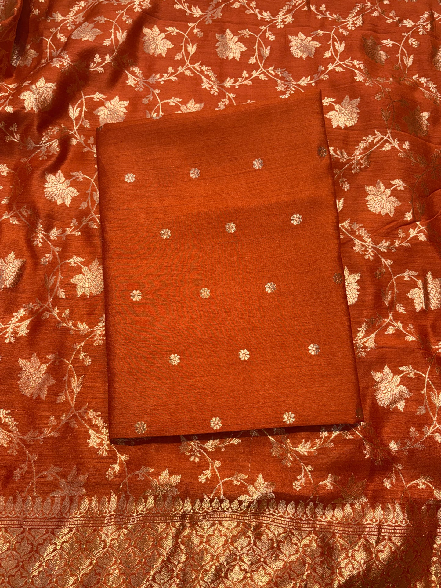 Rust moonga silk suit set