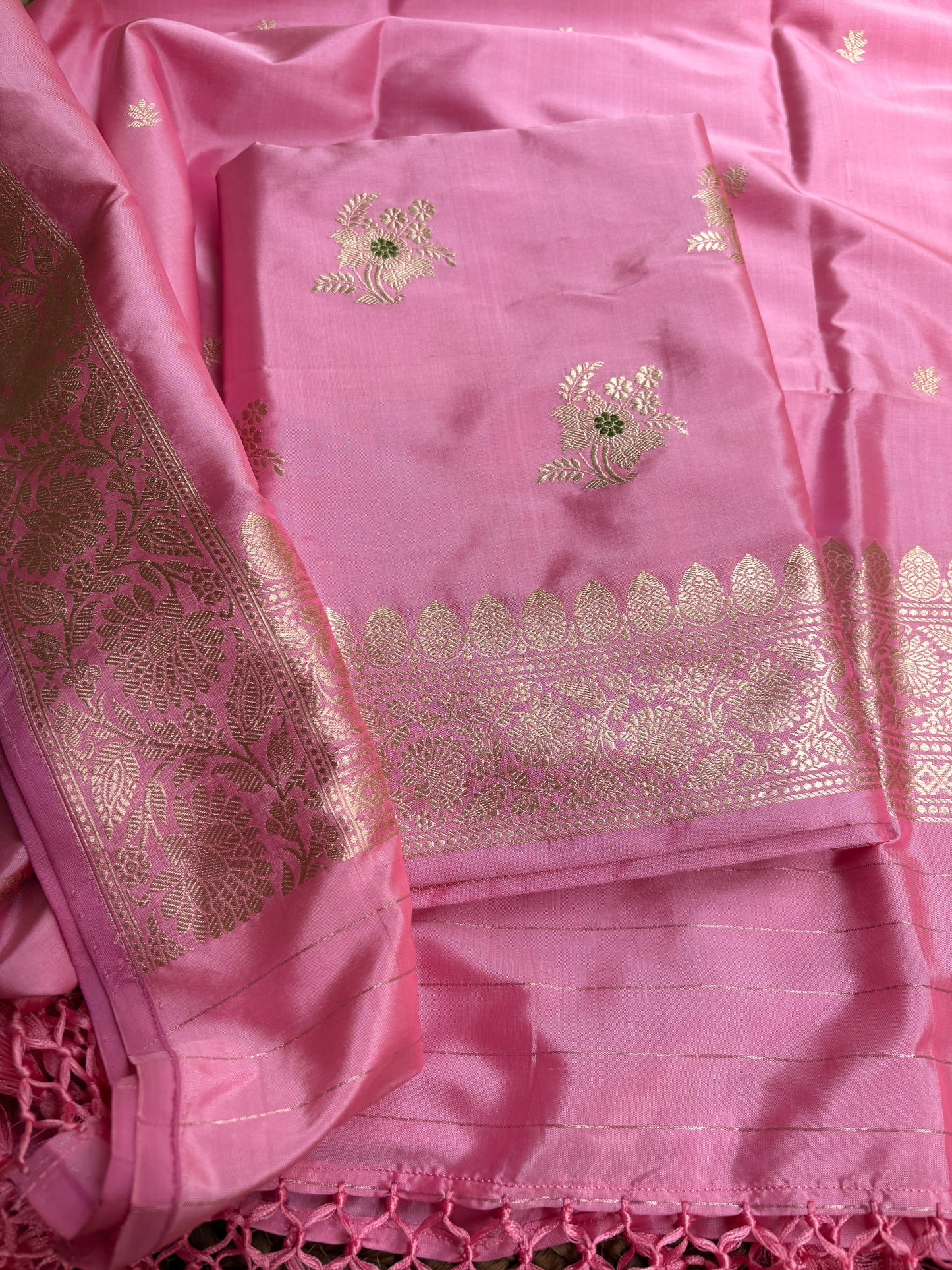Pink Katan by katan silk meenadar suit set
