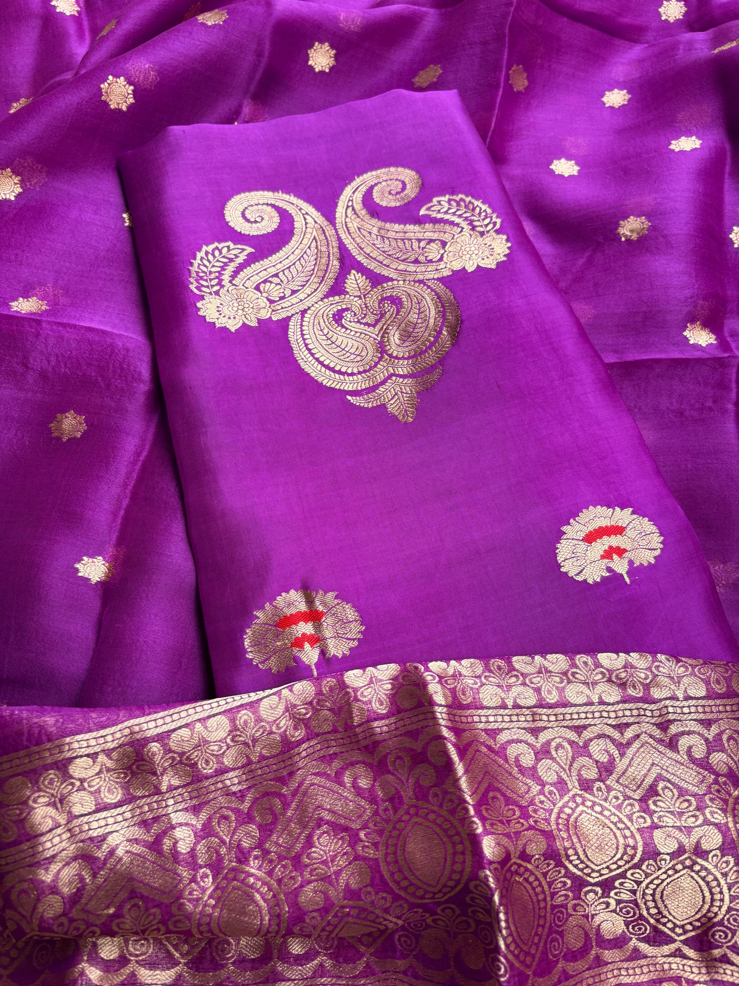 Magenta mango silk kadhwa suit set