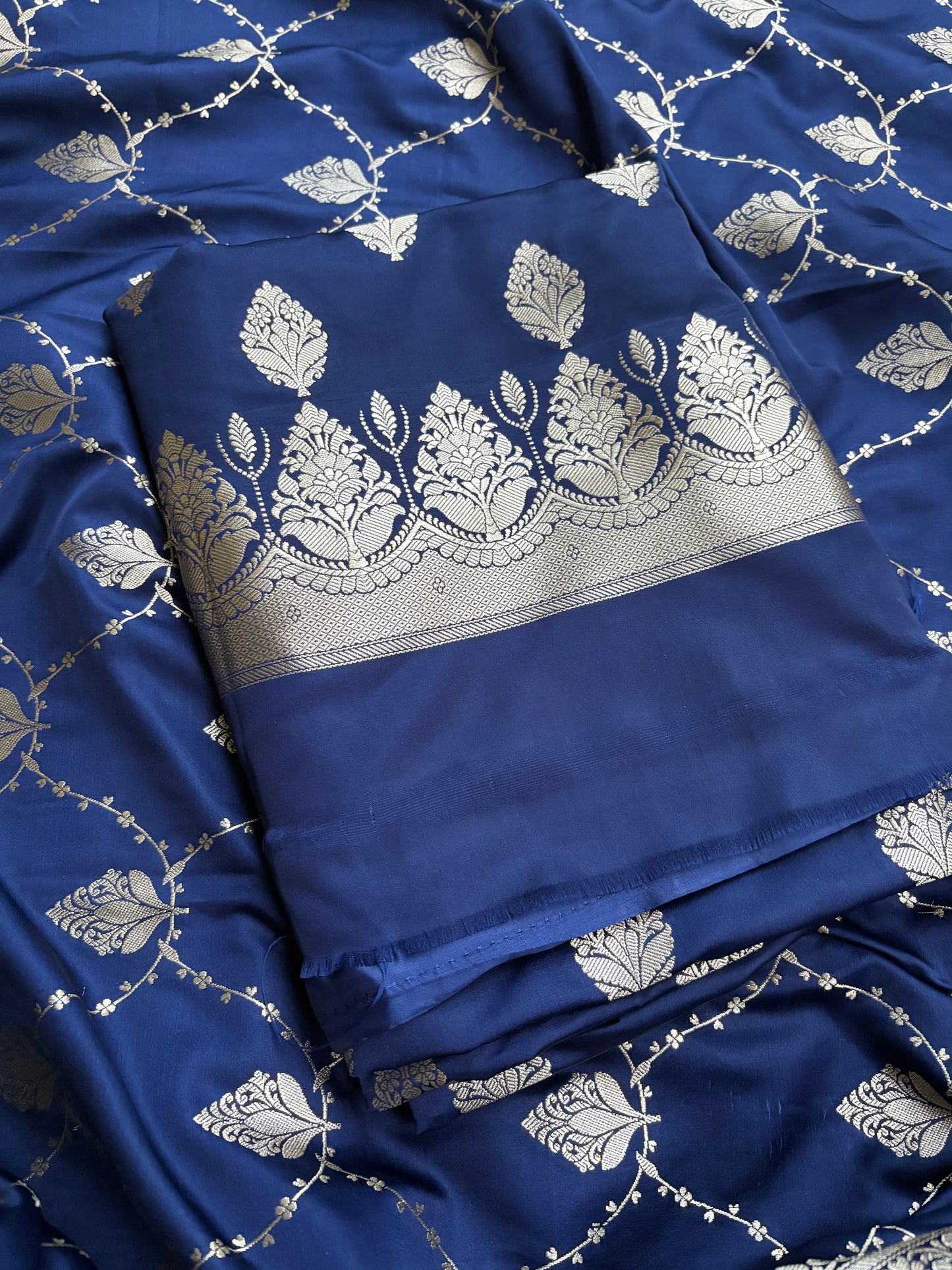 Blue mashru silk suit set