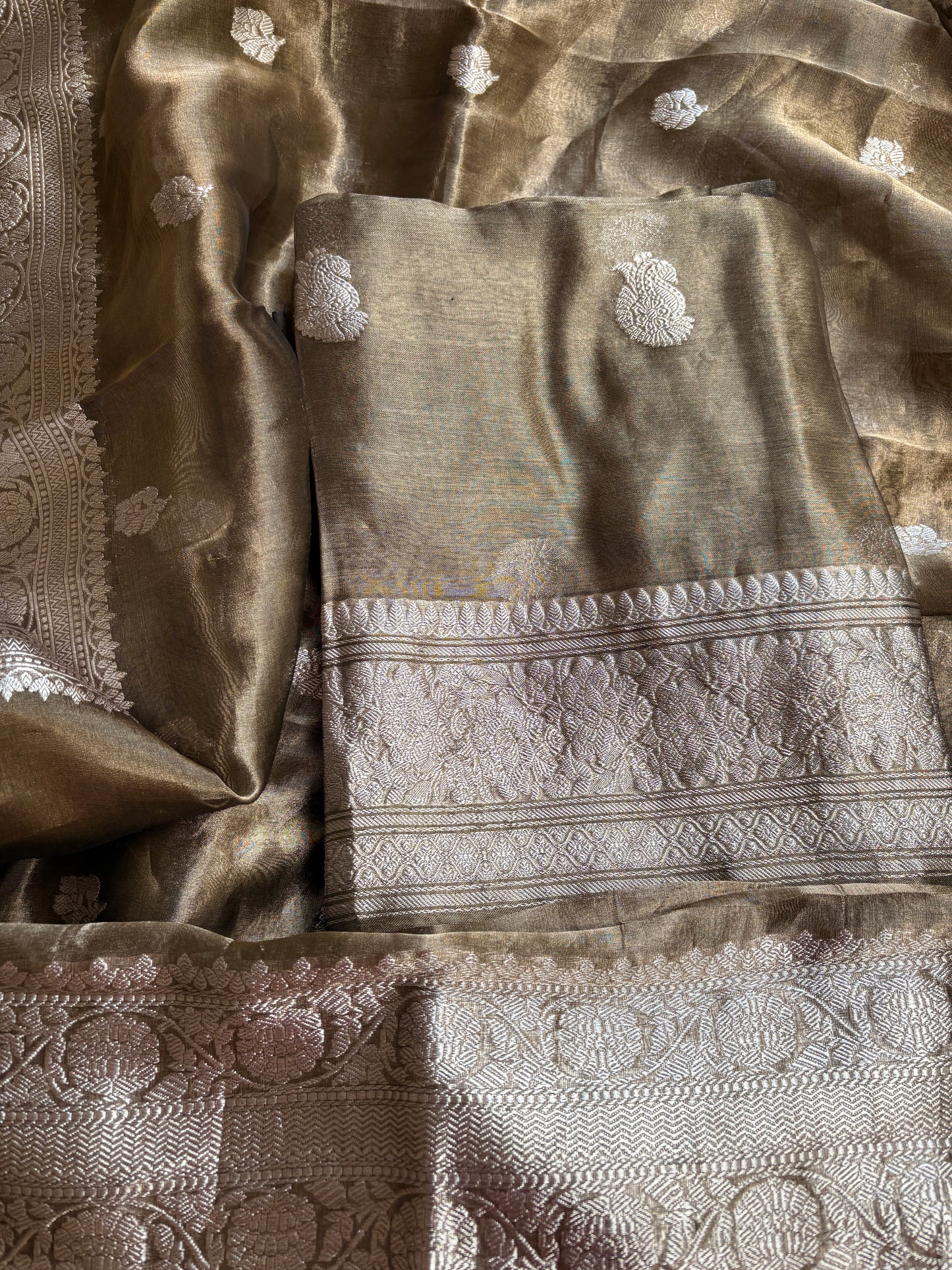 Black tissue silver zari suit set