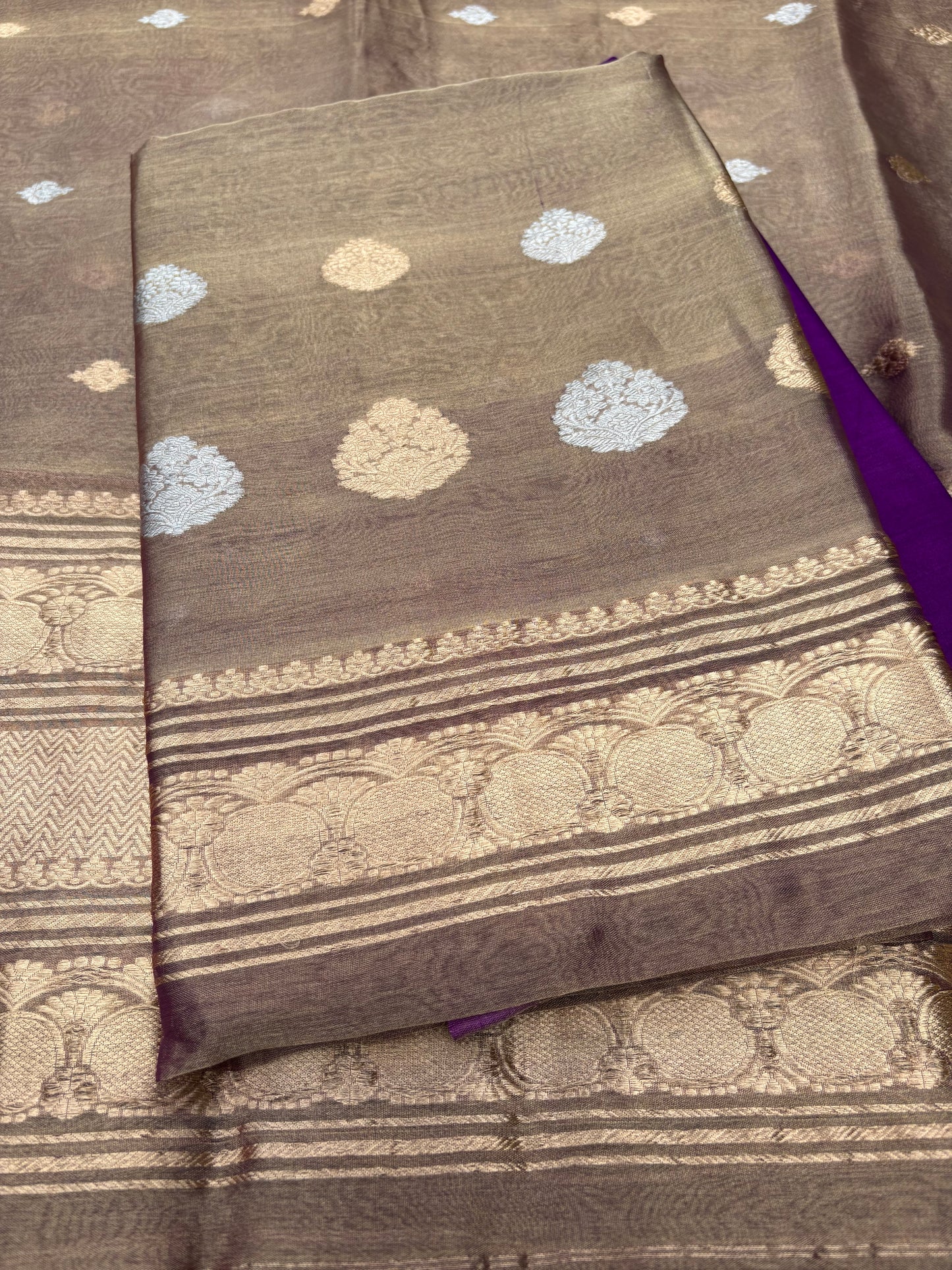 Purple shade tissue kadhwa suit set