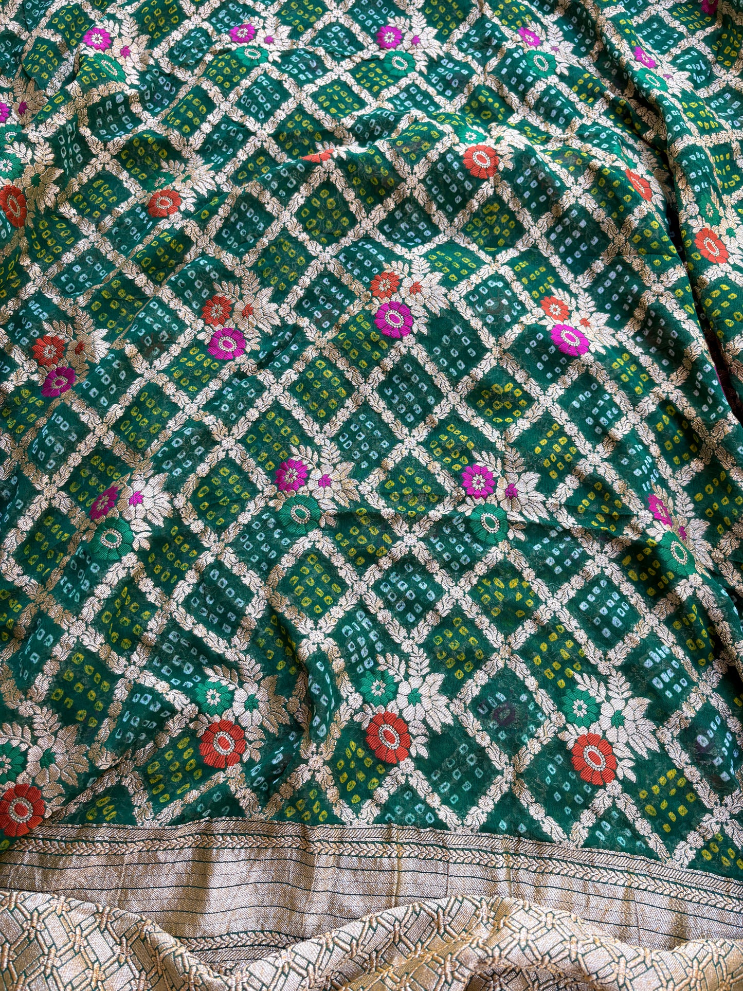 Green Khaddi georgette meenakari suit set
