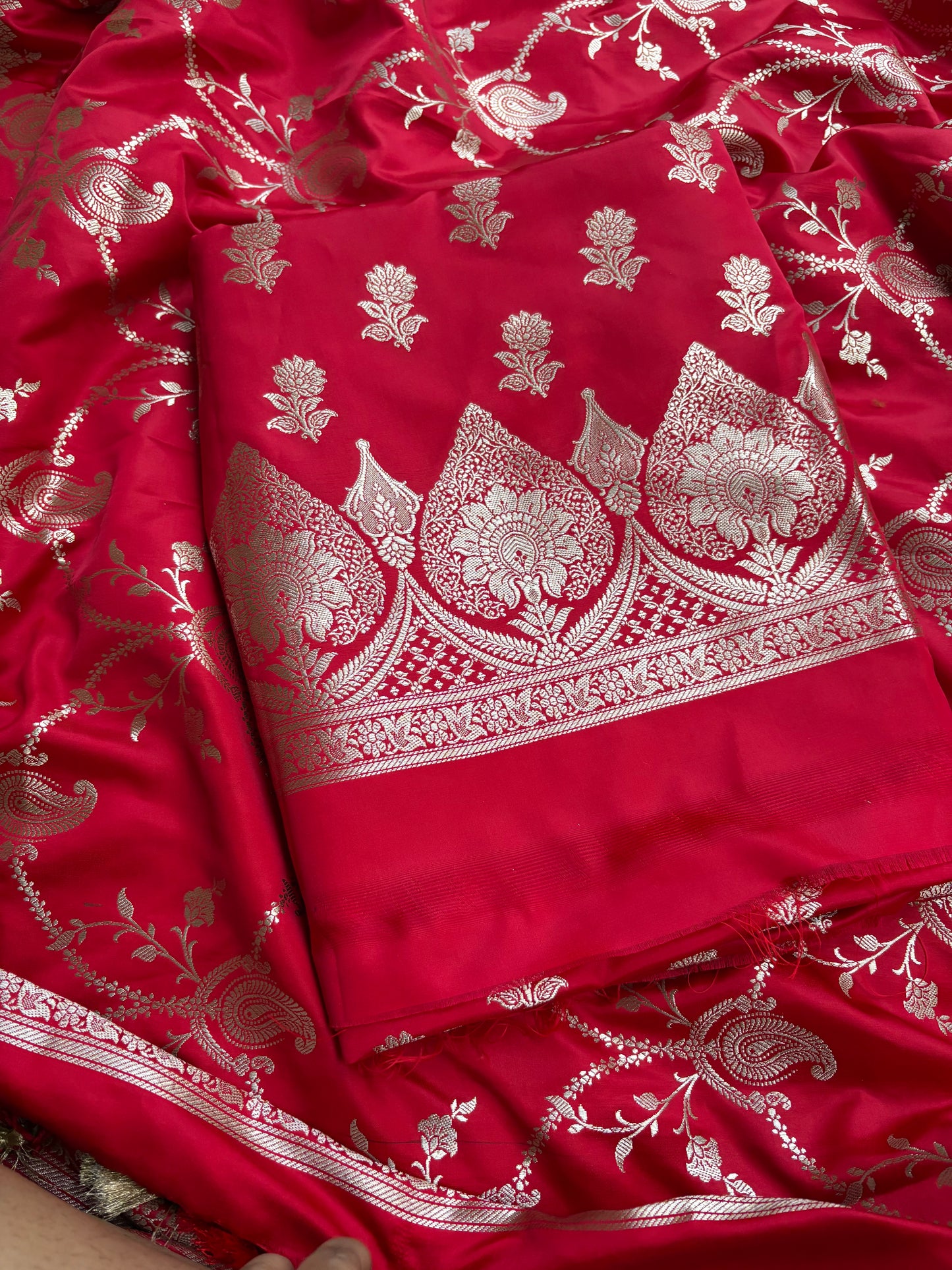 Red mashru silk 3 piece suit set