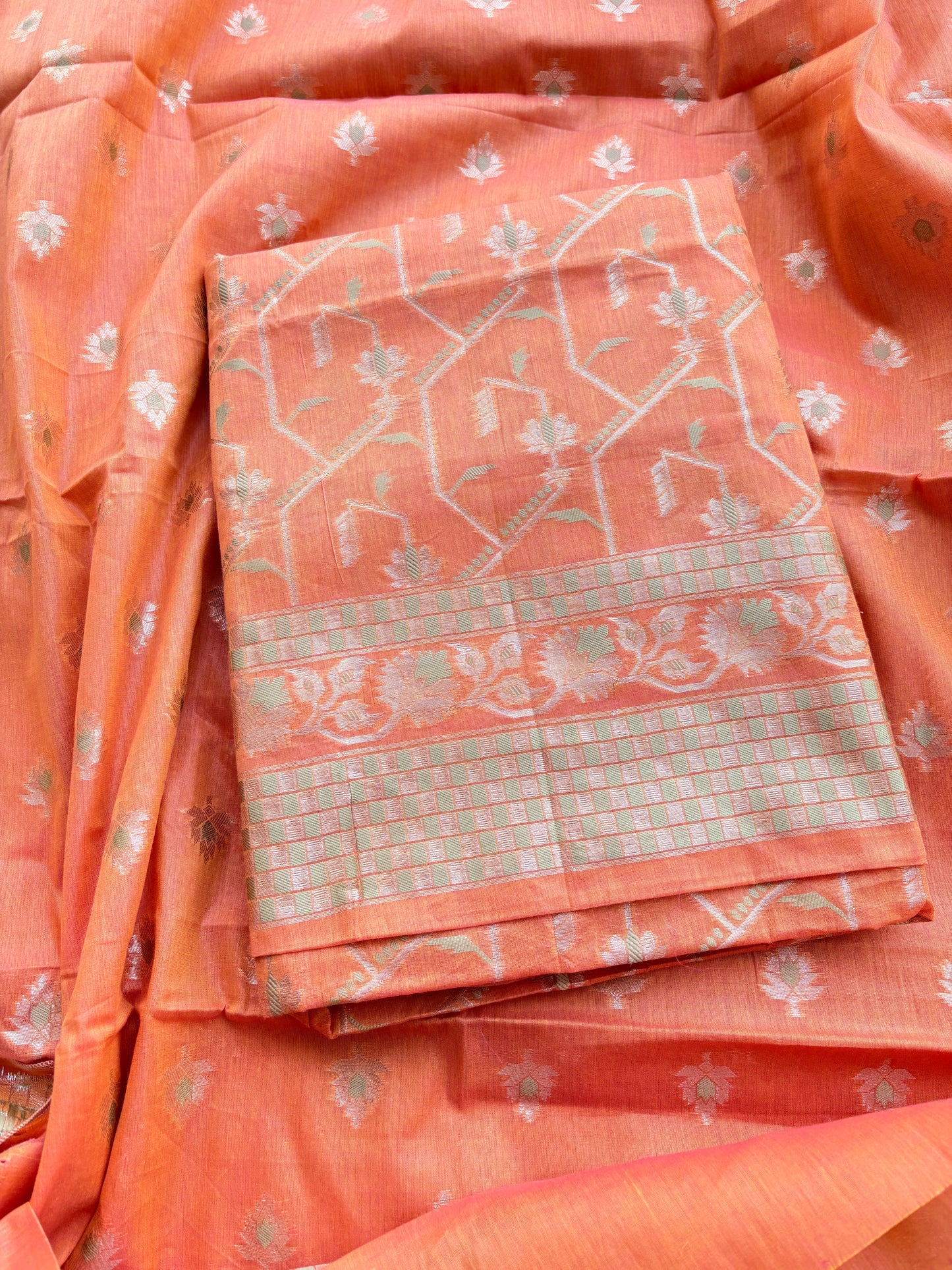 Orange dhoop chau Chanderi cotton suit set
