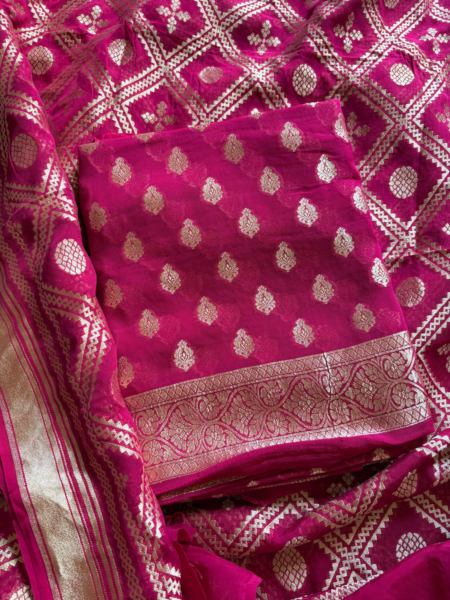 Pink Khaddi georgette suit set