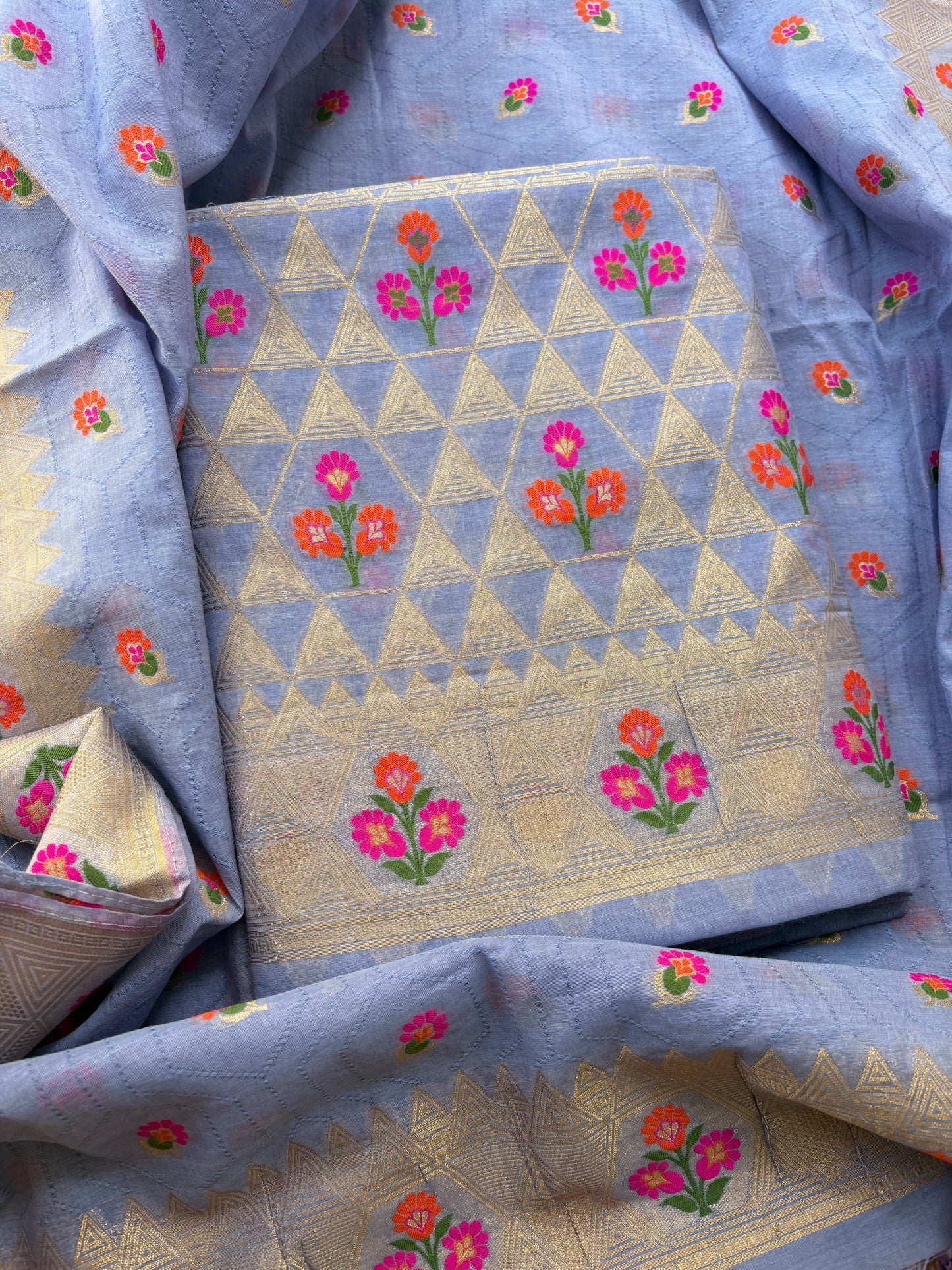 Grey Chanderi meenadar suit set
