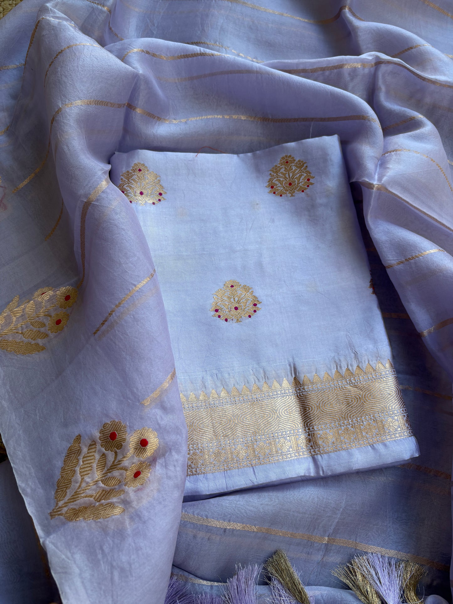 Blue Chiniya kora meenadar suit set