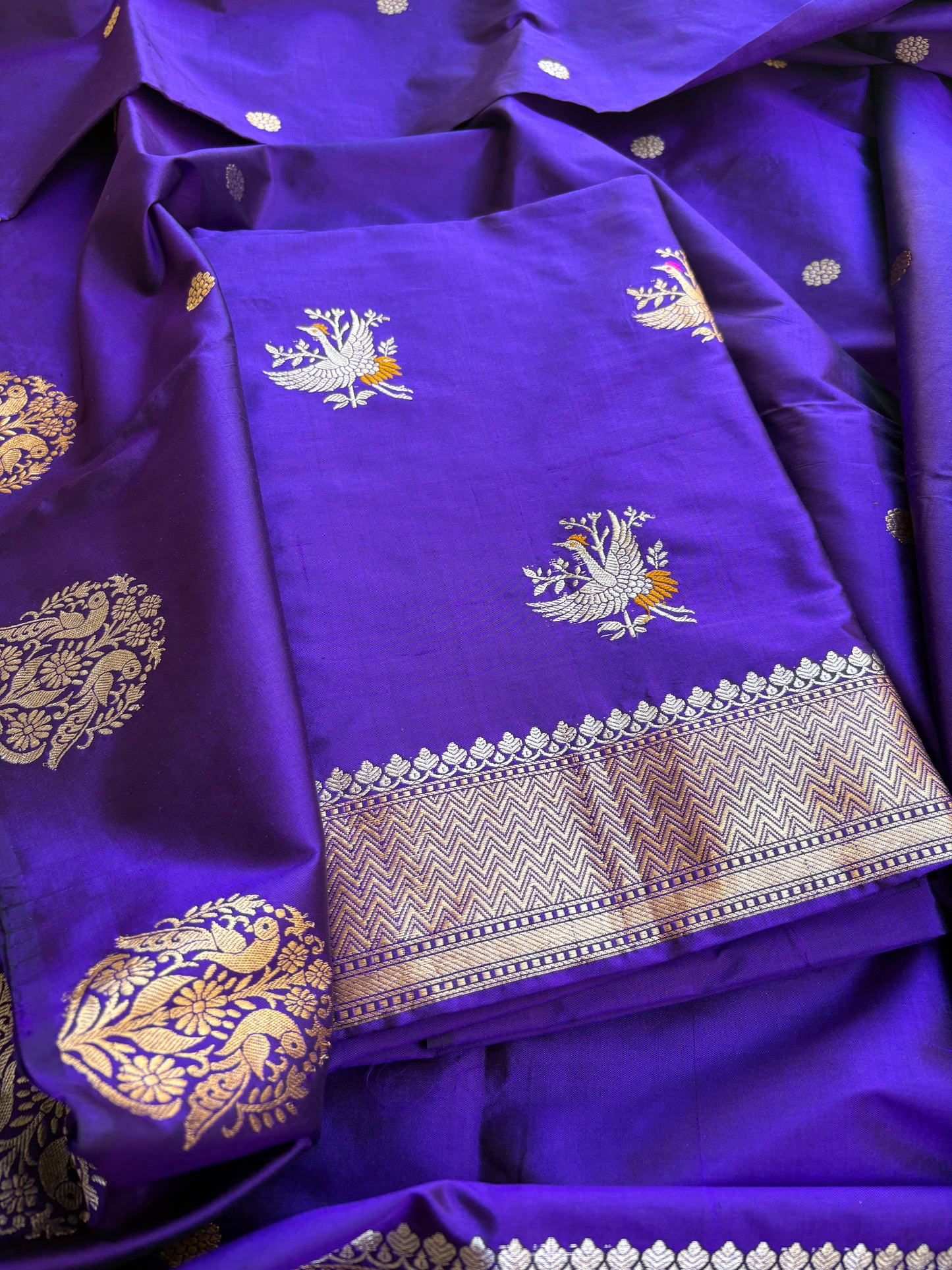 Purple katan by katan silk kadhwa suit set