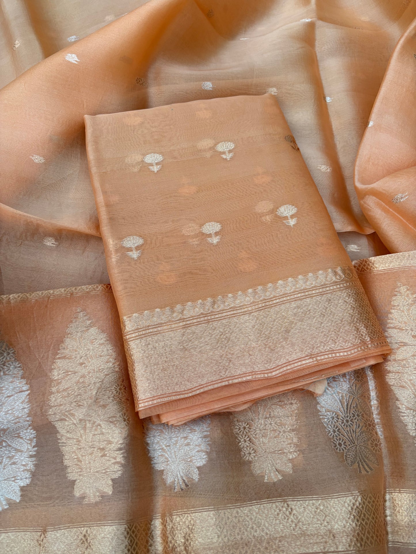 Peach orange kadhwa 3 piece suit set