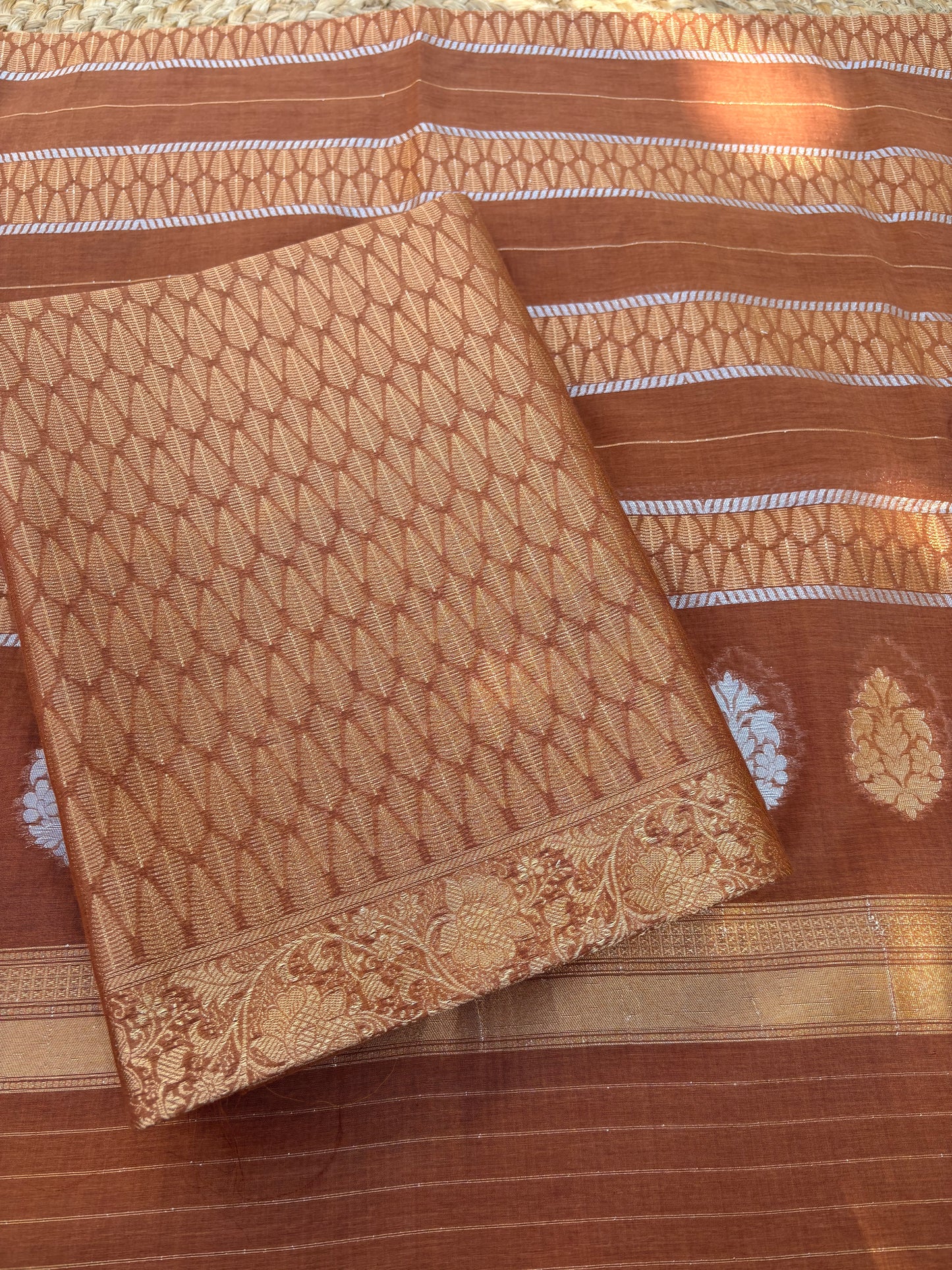 Coffee cotton tissue 3 piece suit set
