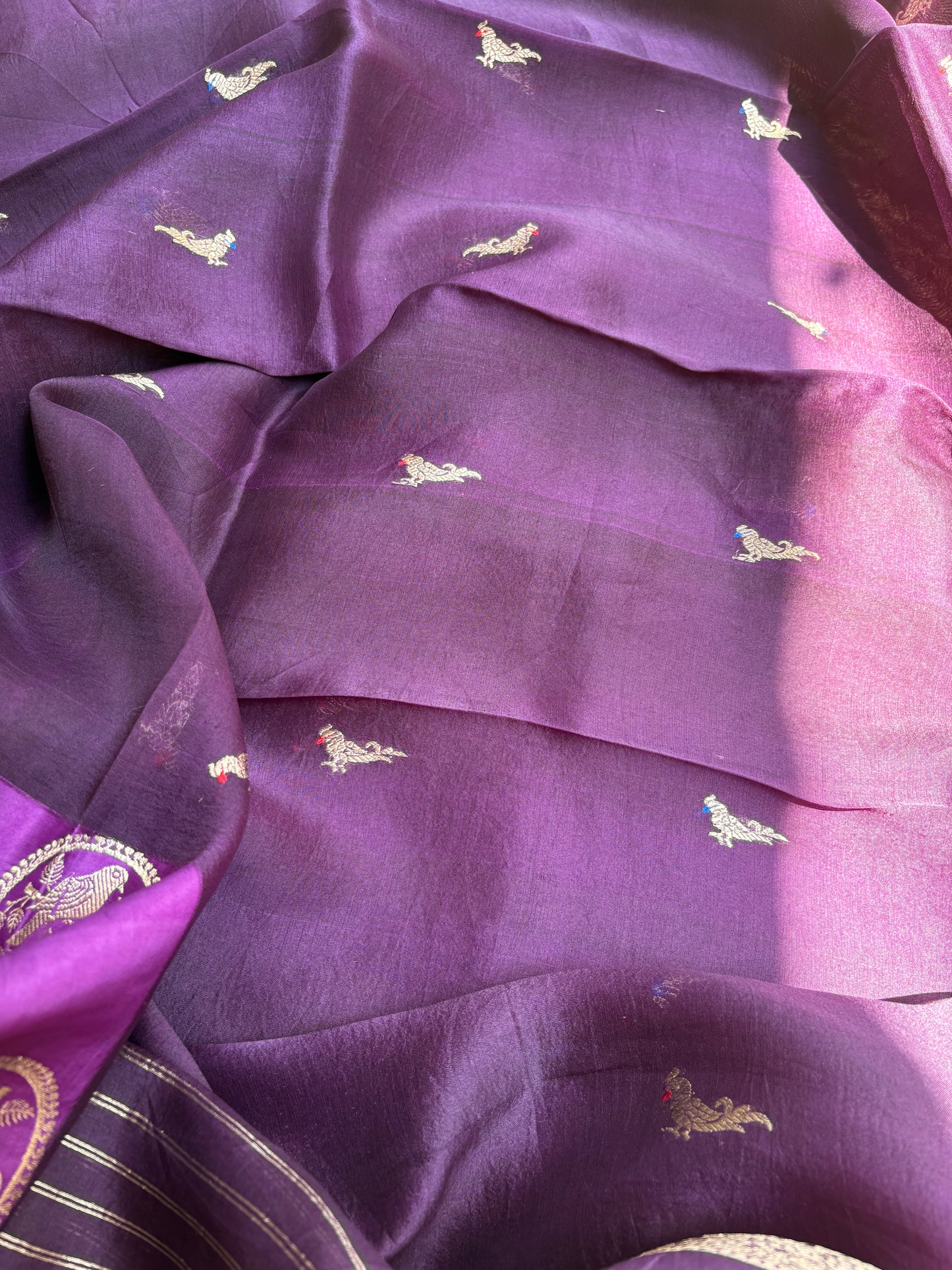 Purple kora kadhwa silk 3 piece suit set