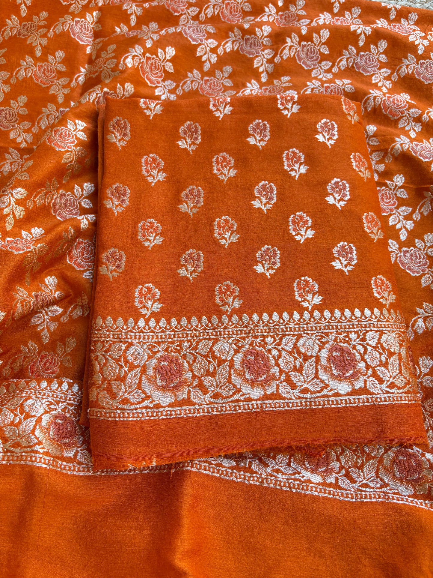 Orange moonga silk suit set