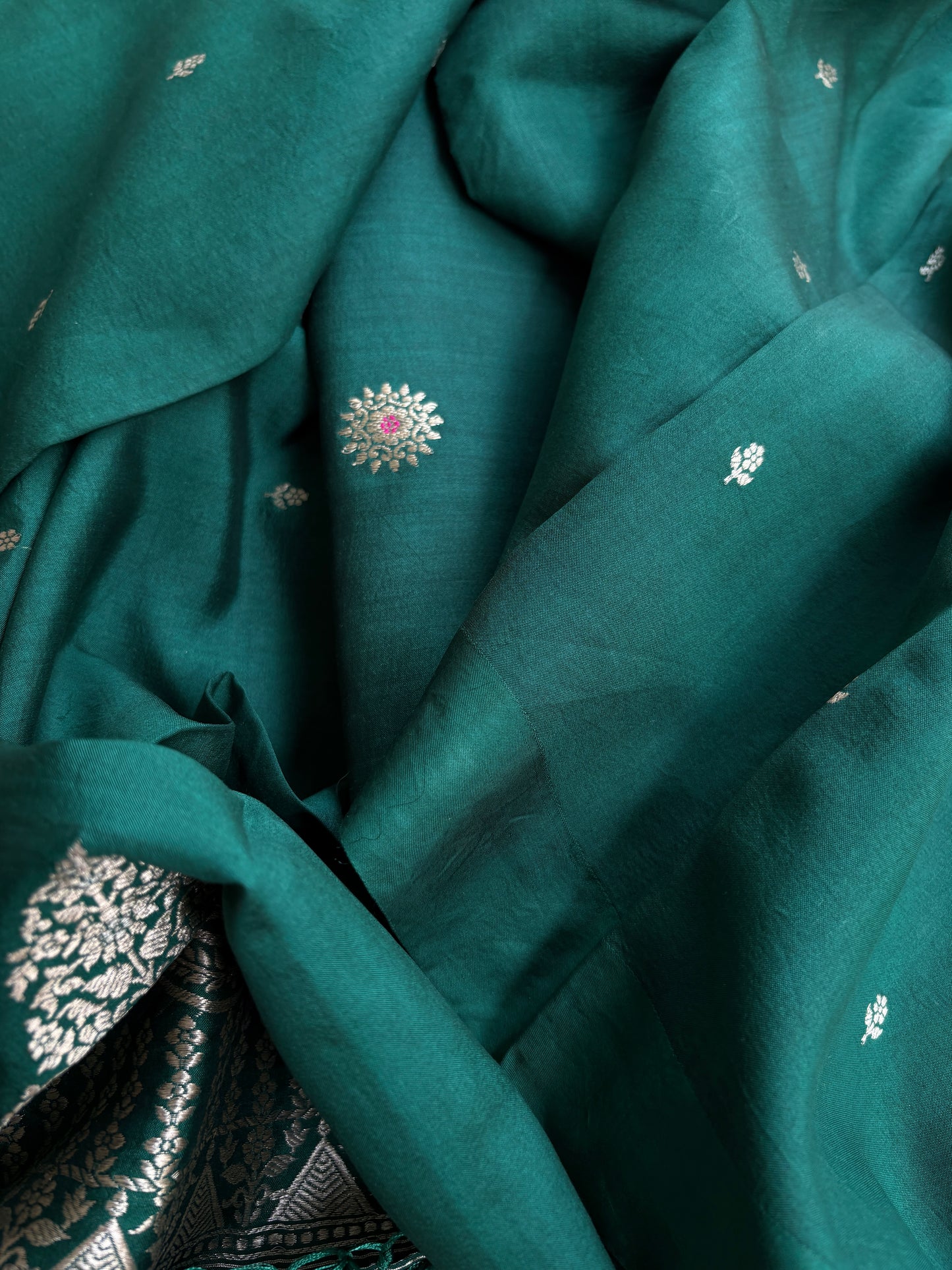 Green Chiniya silk 3 piece suit set
