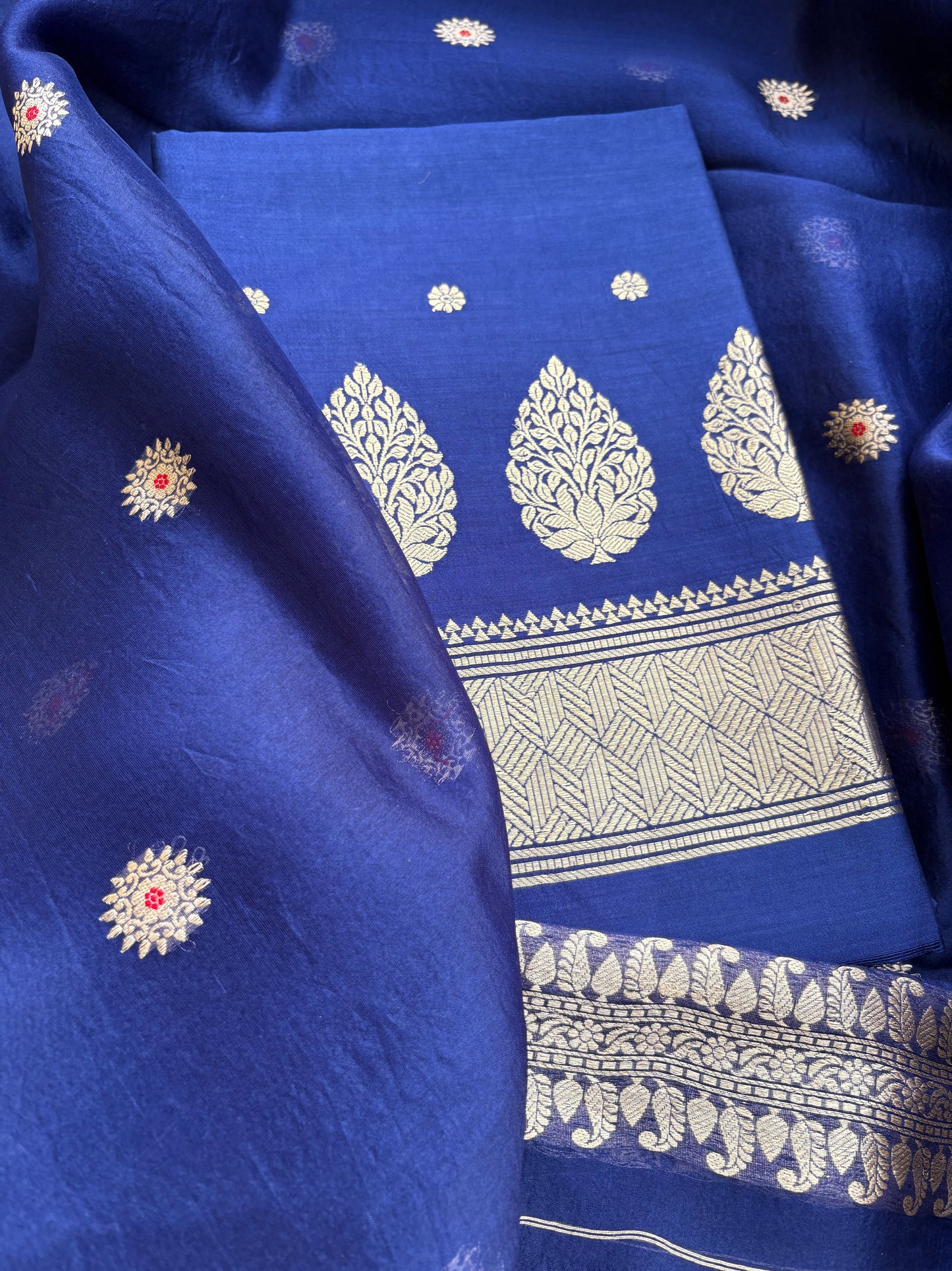 Blue Chiniya silk kurta and kora silk dupatta 3 piece suit set