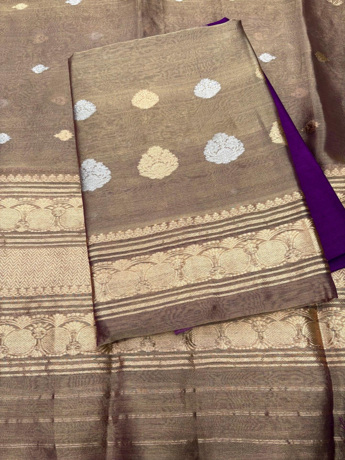 Purple shade tissue kadhwa suit set