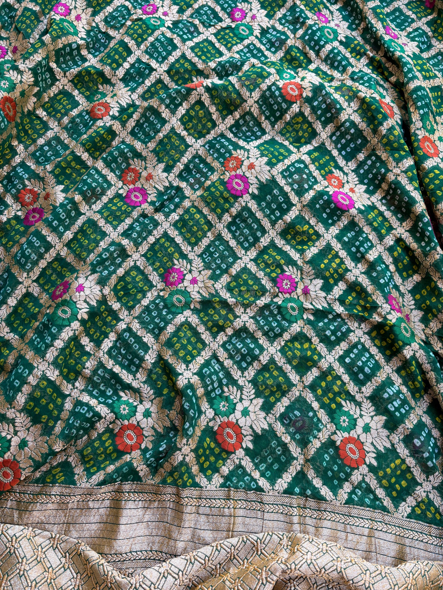 Green Khaddi georgette meenakari suit set