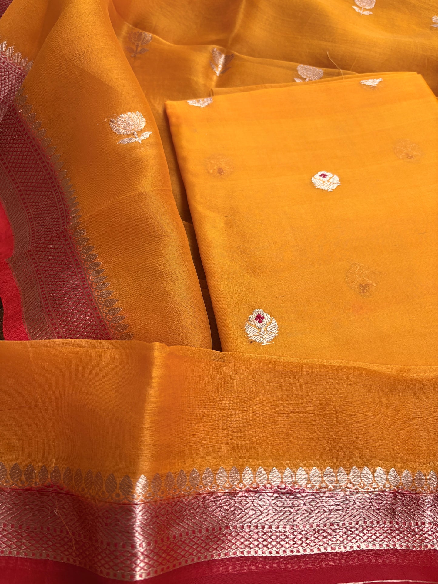 Yellow kora kadhwa suit set