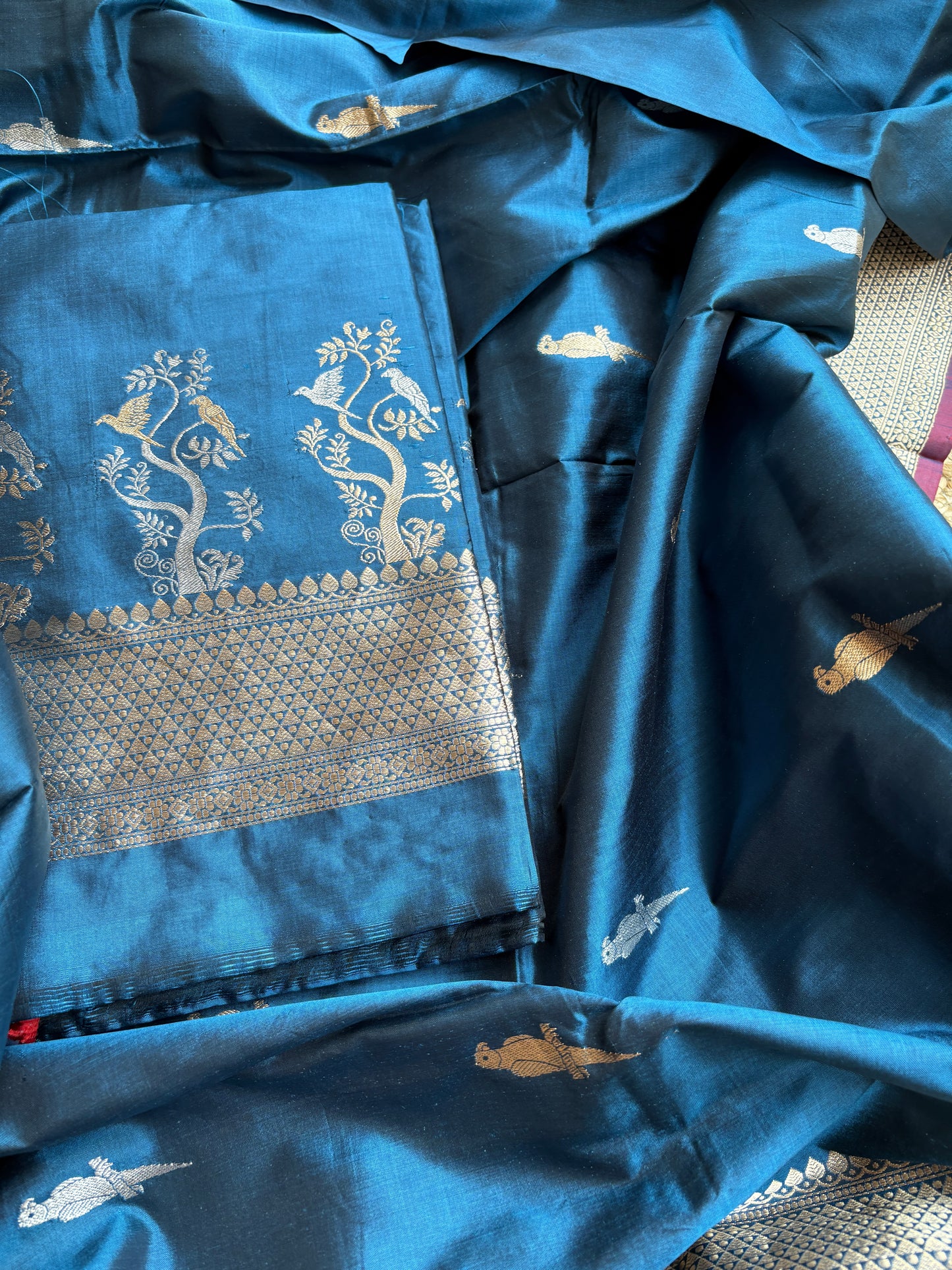 Blue katan by katan kadhwa silk suit set