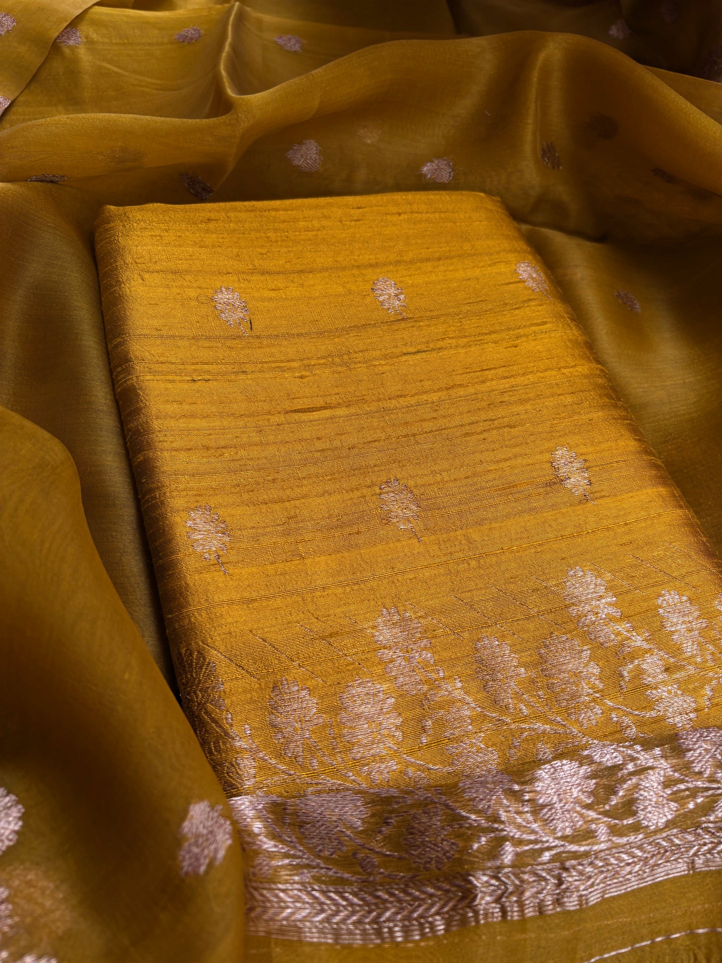 Raw silk kadhwa suit set
