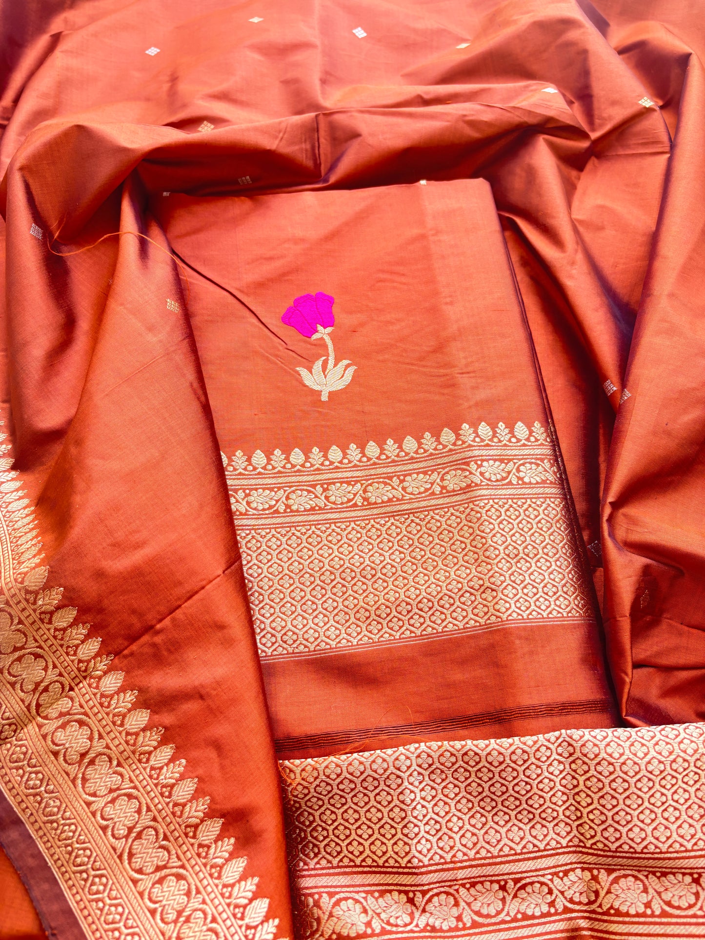 Orange Katan by Kayan silk kadhwa suit set