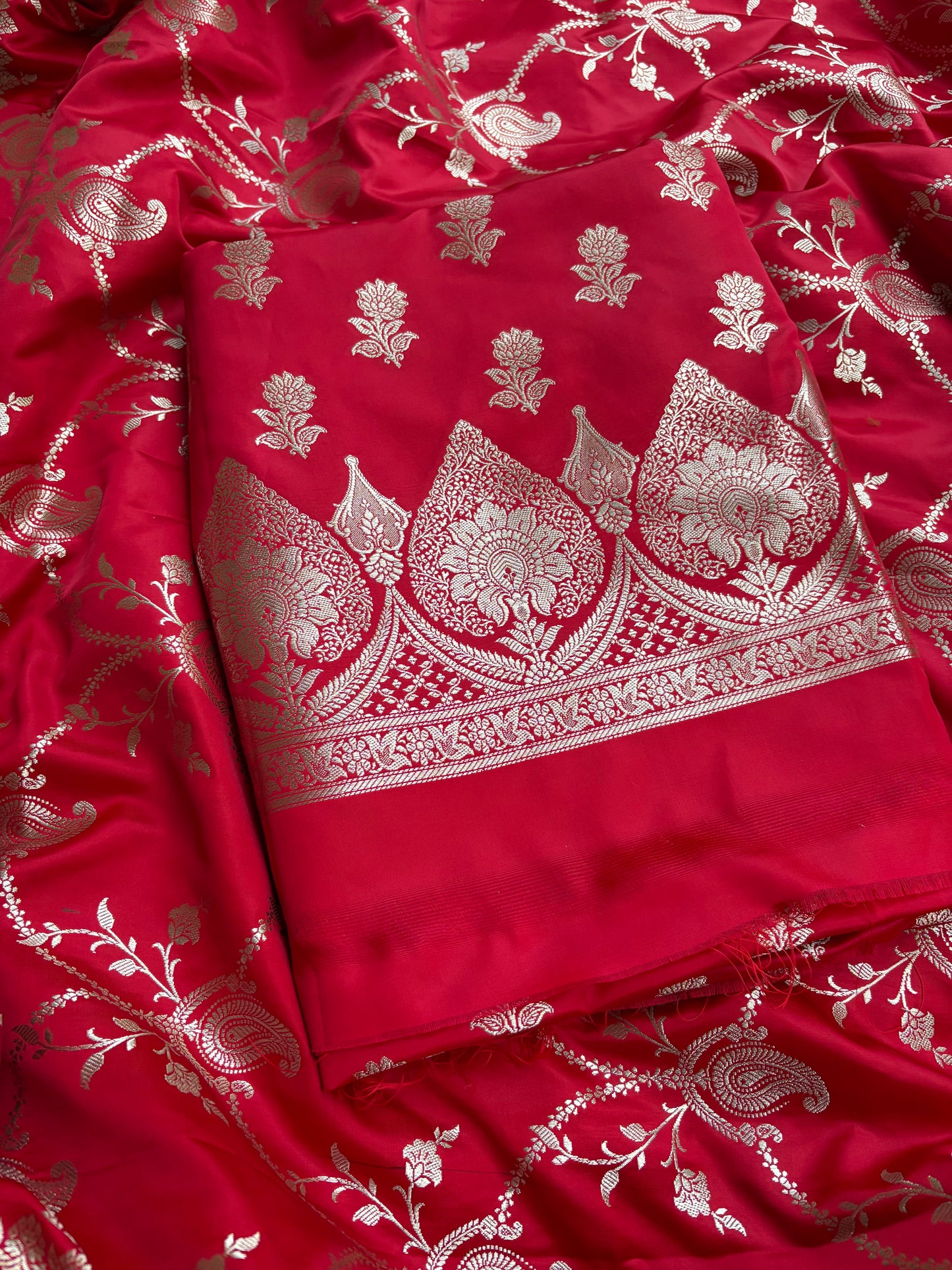 Red mashru silk 3 piece suit set