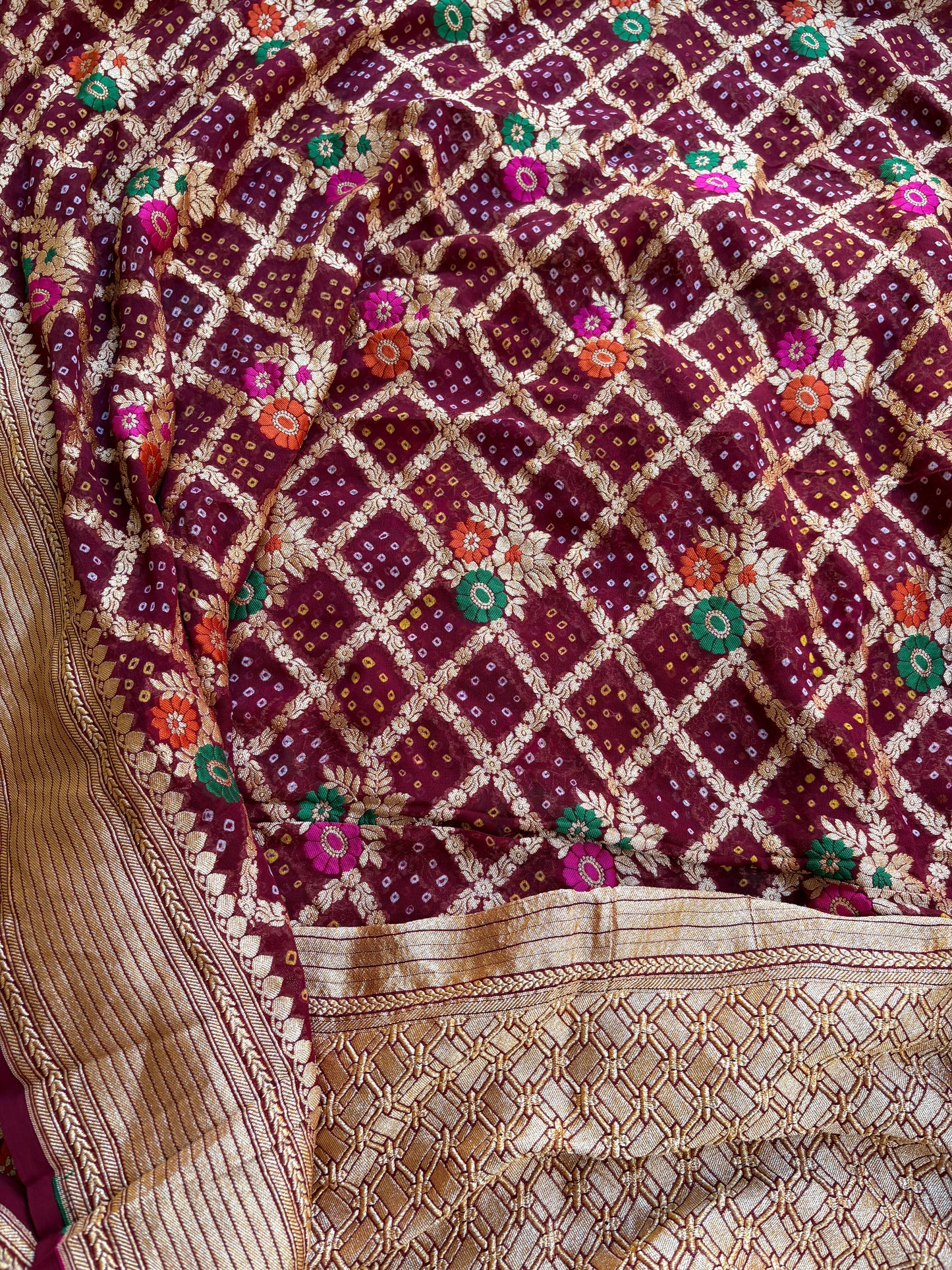 Maroon Khaddi georgette Meenakari suit set