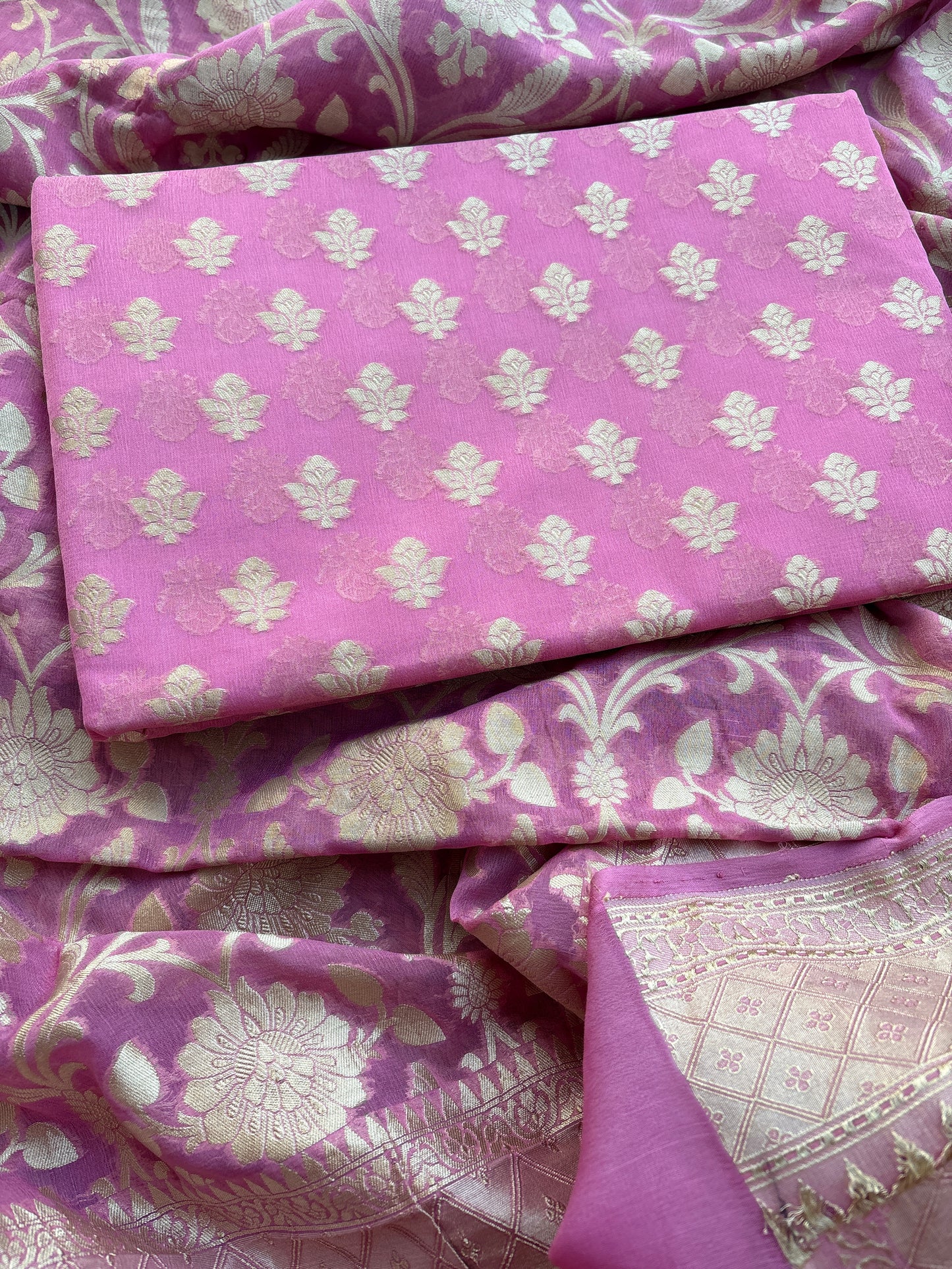 Pink Khaddi georgette suit set