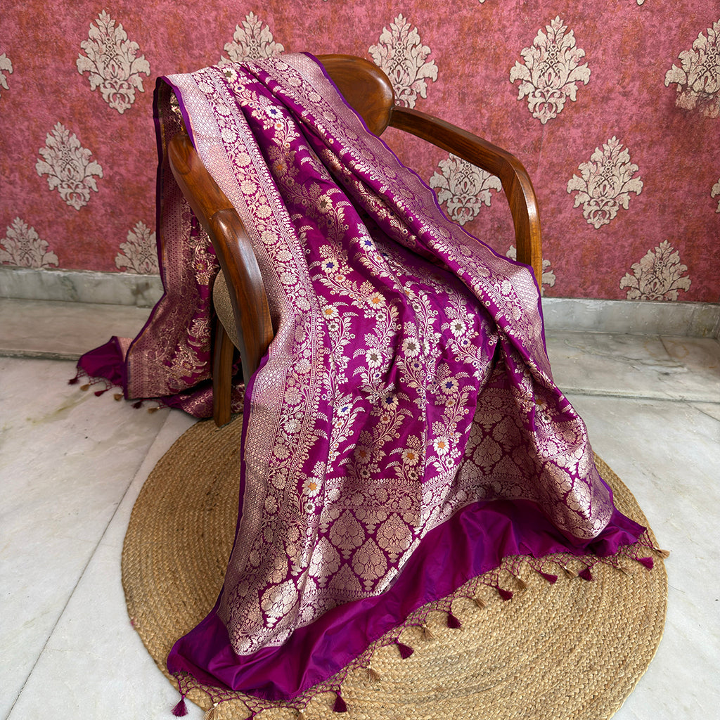 Purple katan silk meendar dupatta