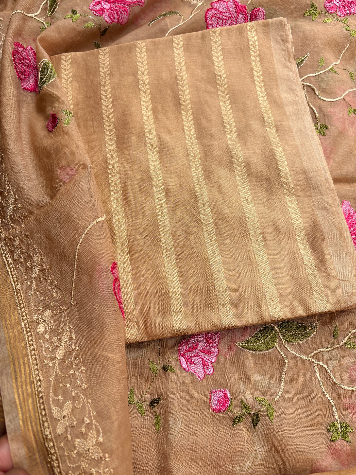 Beige premium Banarasi suit set