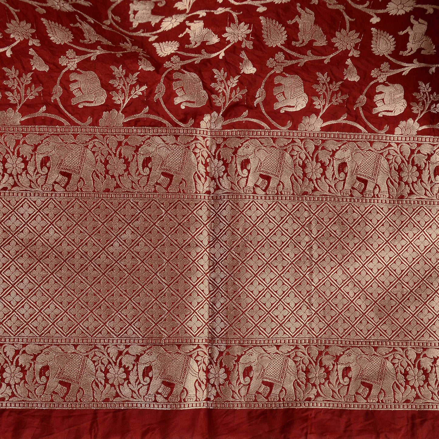 Maroon silk shikargah dupatta