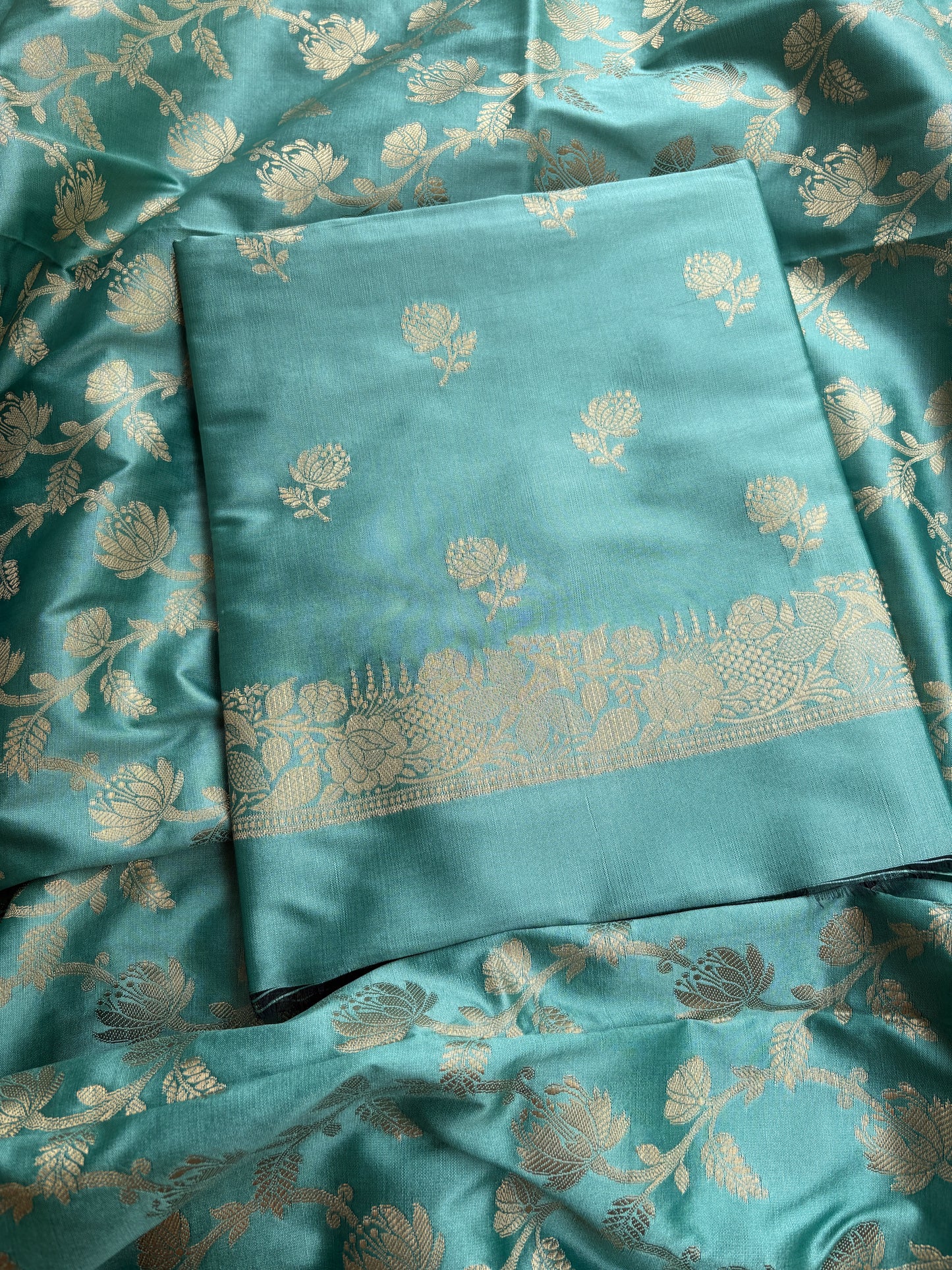 Blue premium Banarasi silk 3 piece suit set
