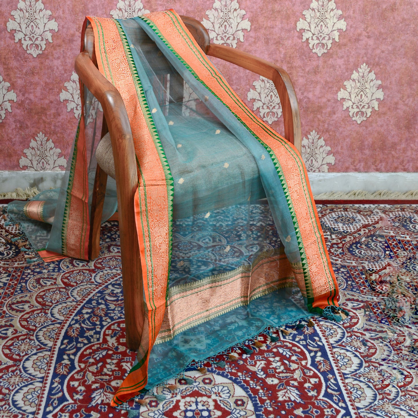 Pure kora tissue kadhwa dupatta