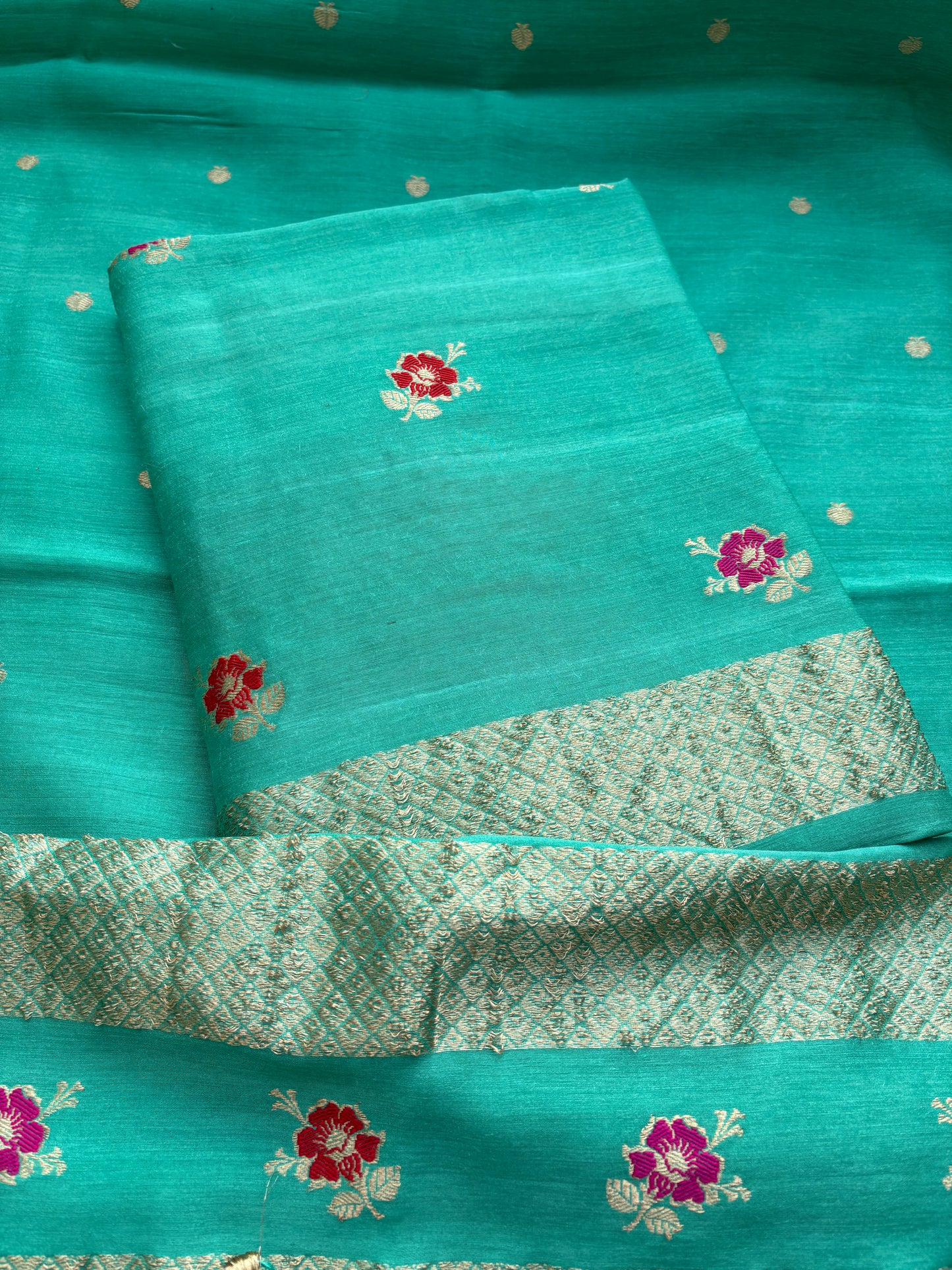 Pure kadhwa moonga silk 3 piece suit set