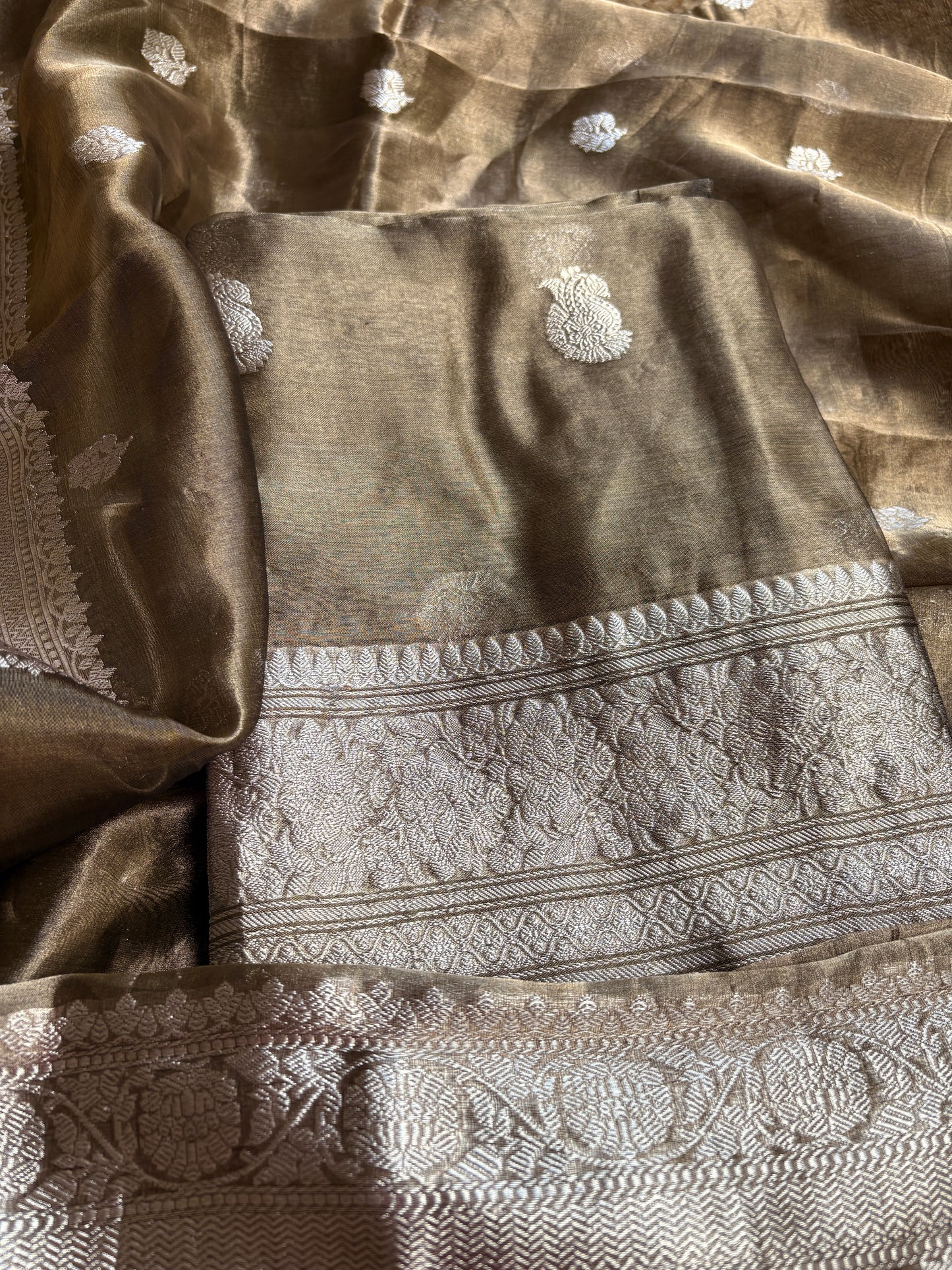 Black tissue silver zari suit set