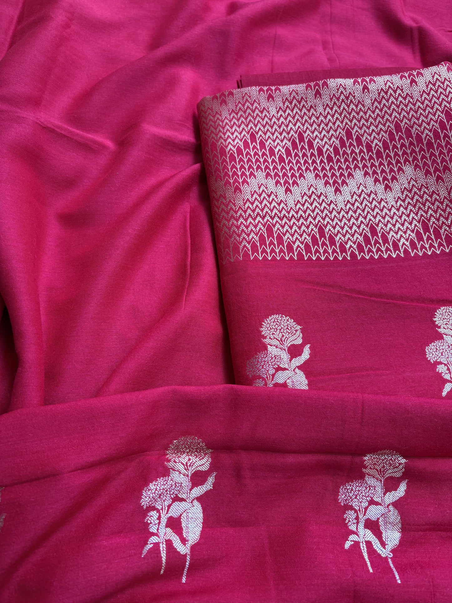 Red moonga silk suit set