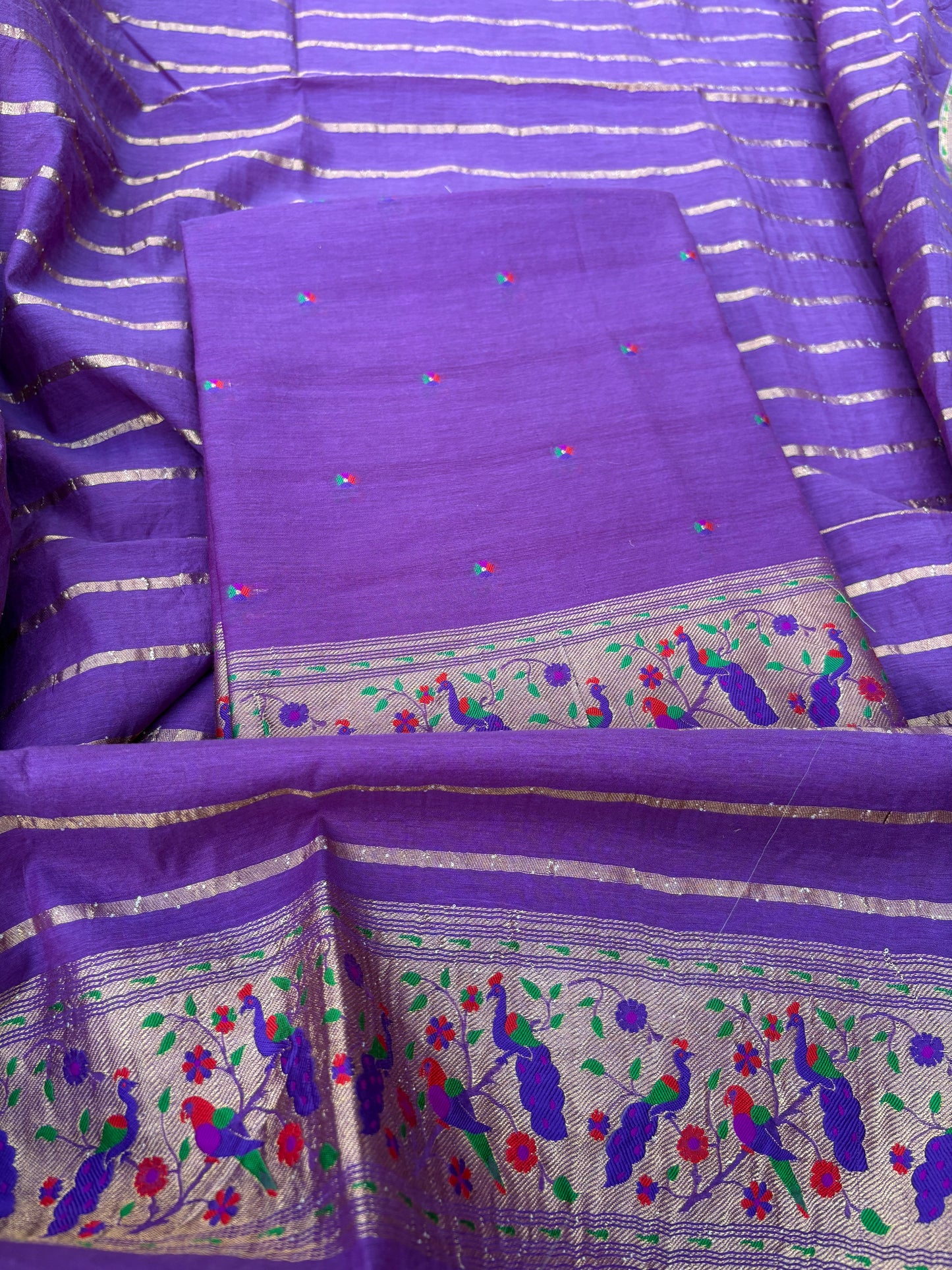 Purple Chanderi paithani weaving 3 piece suit set