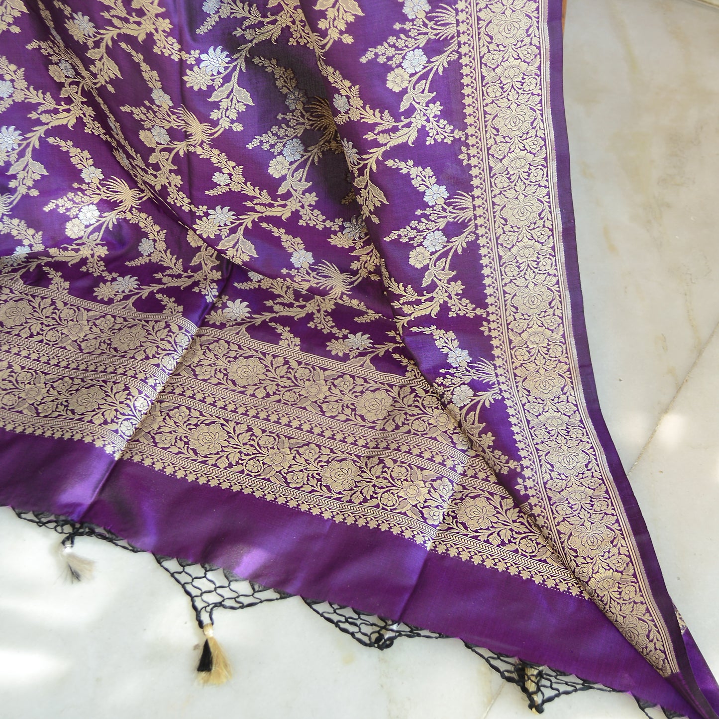 Purple katan silk dupatta