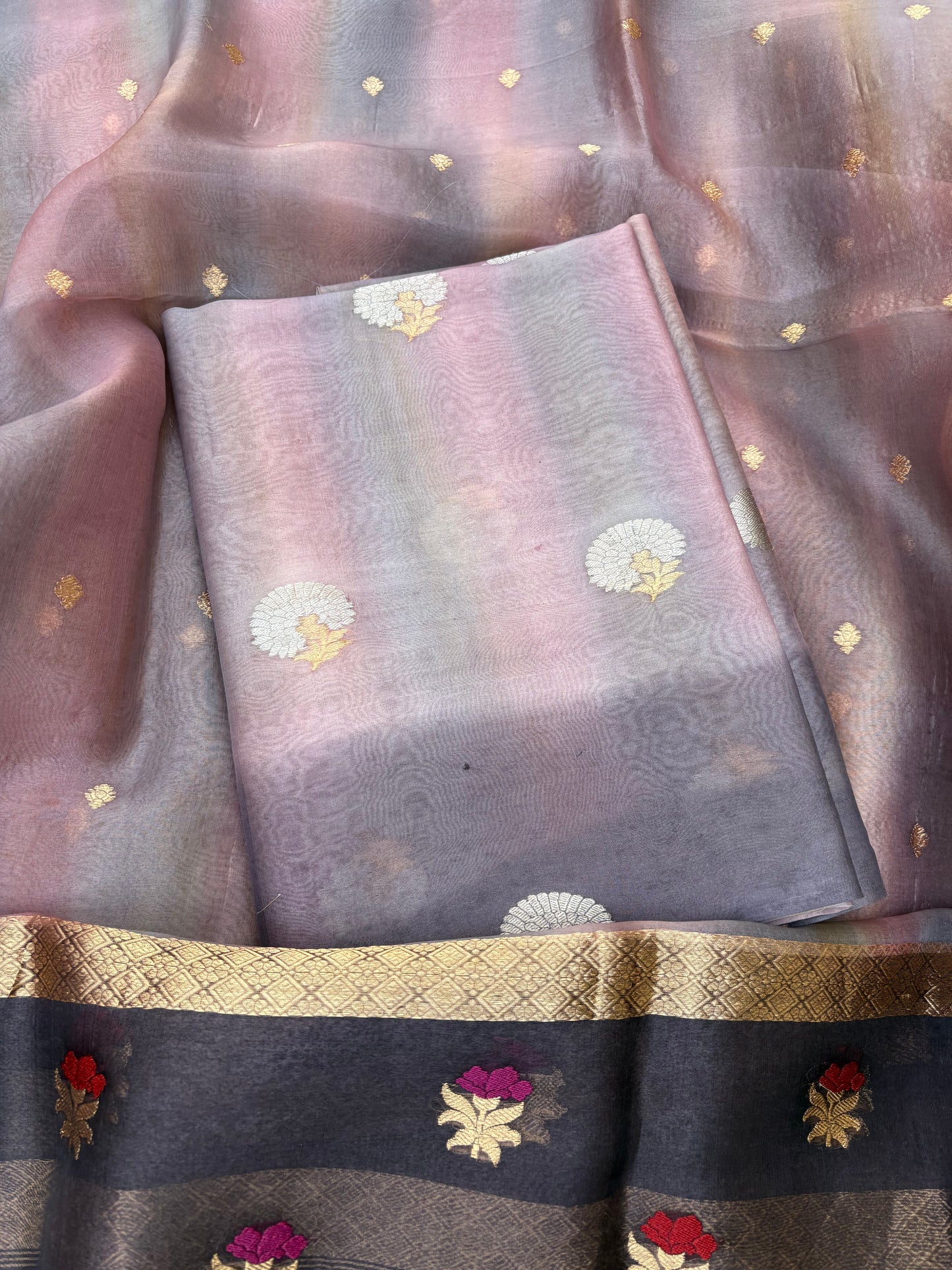 Kora kadhwa silk 3 piece suit set