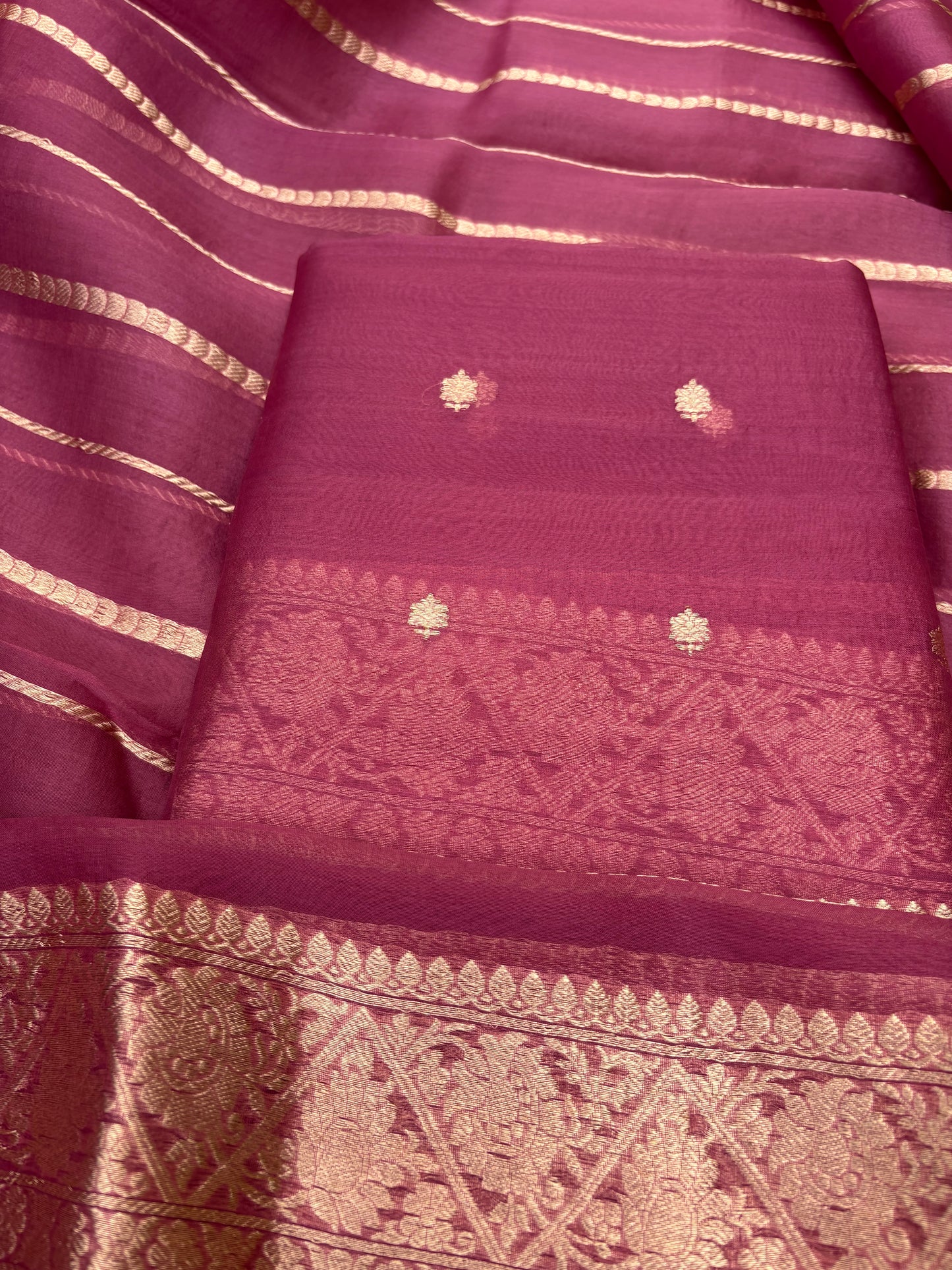 Pure kadhwa kora silk 3 piece suit set