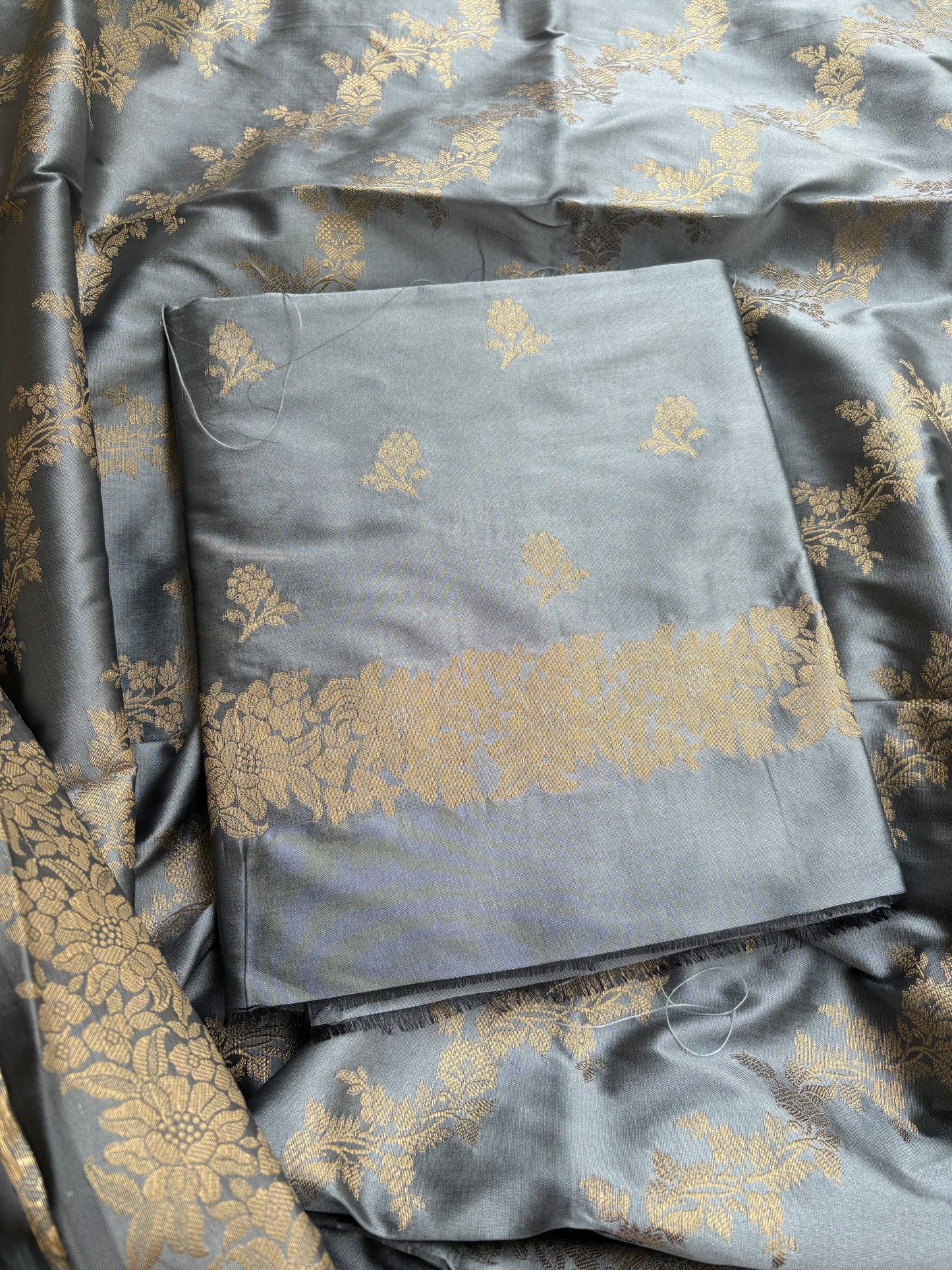 Light blue premium Banarasi silk 3 piece suit set