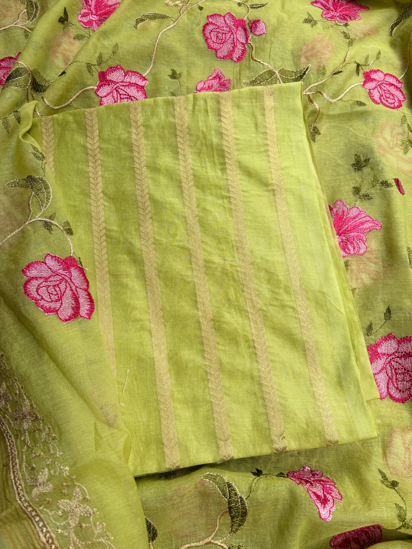 Green premium Banarasi suit set