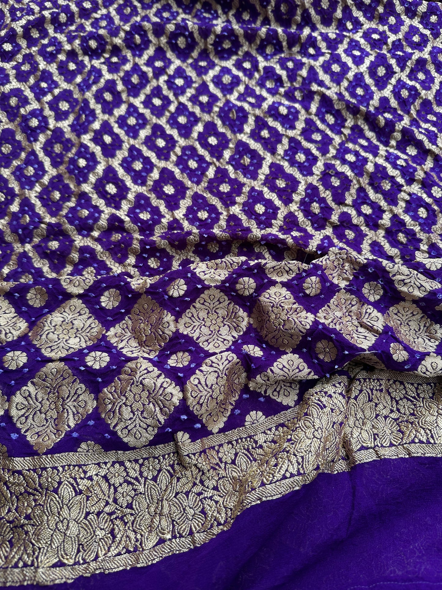 Purple blue khaddi georgette 3 piece suit set