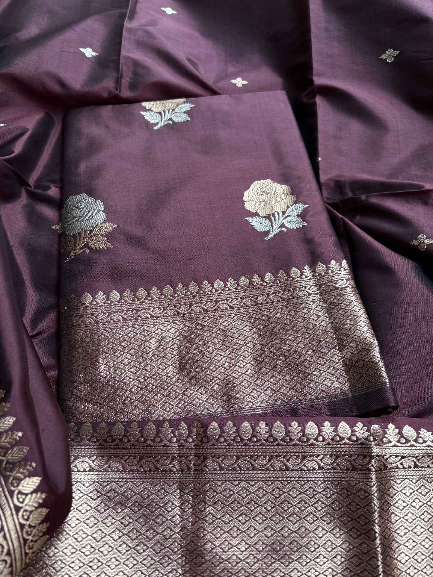 Coffee katan by katan silk kadhwa suit set