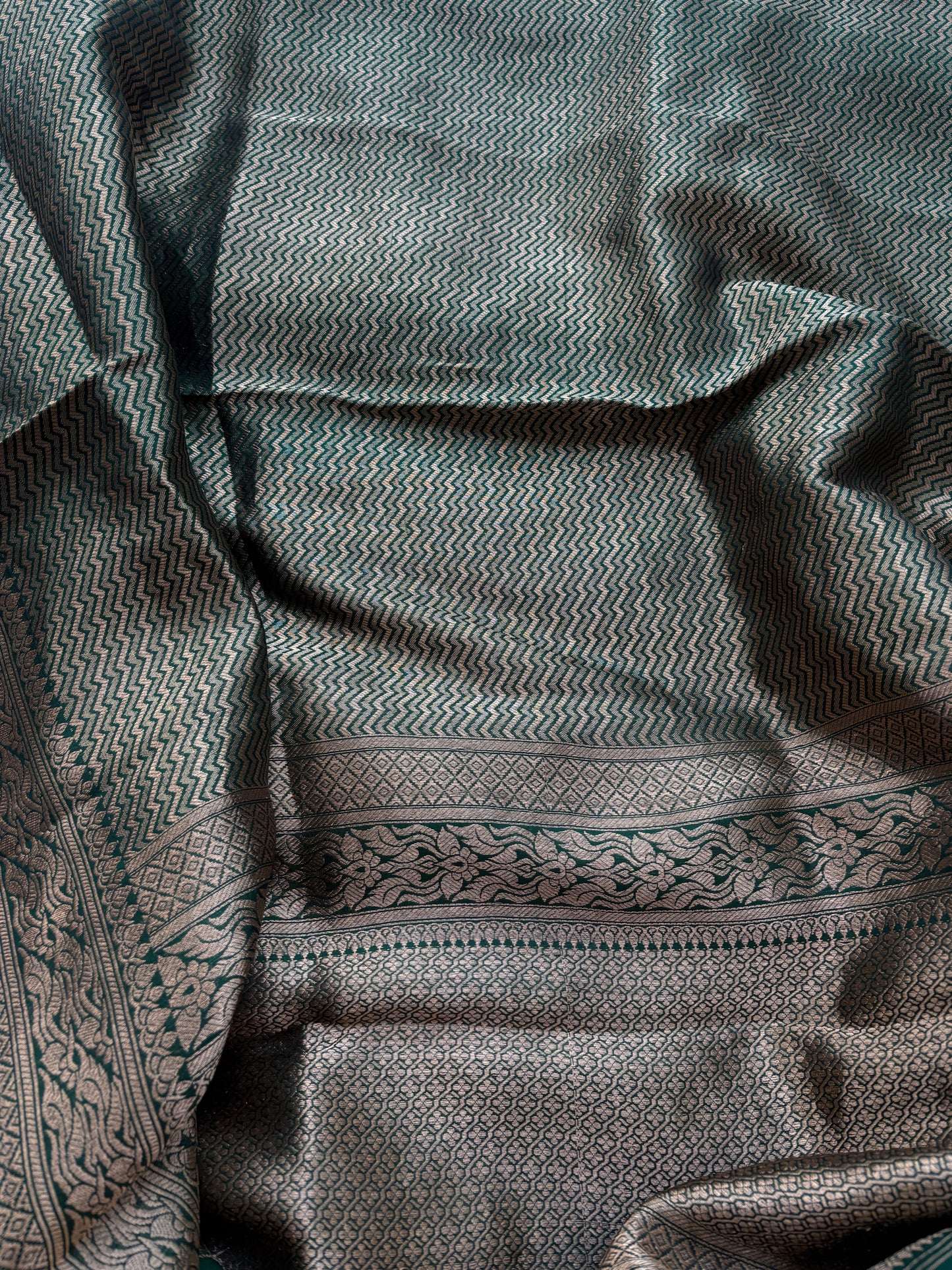 Green mango silk with brocade silk dupatta