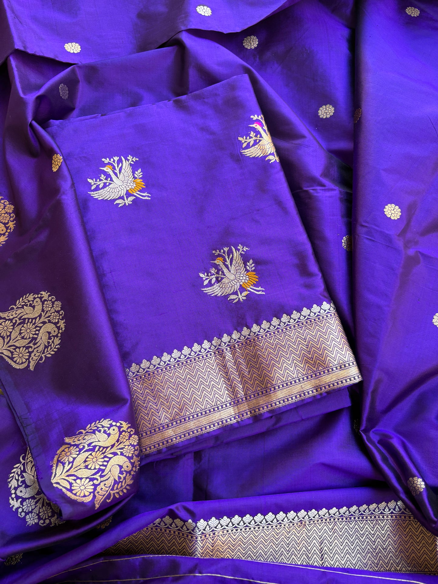 Purple katan by katan silk kadhwa suit set