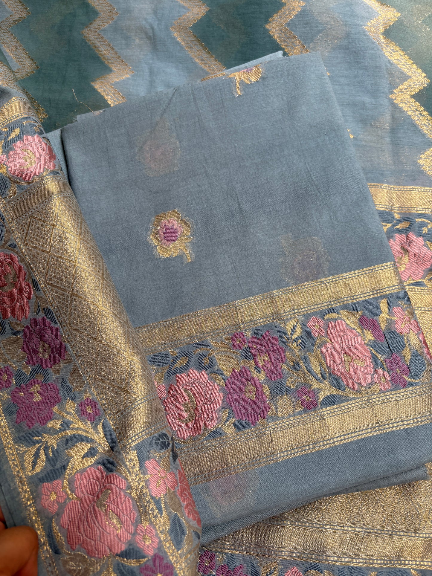 Grey Chanderi Meenakshi suit set